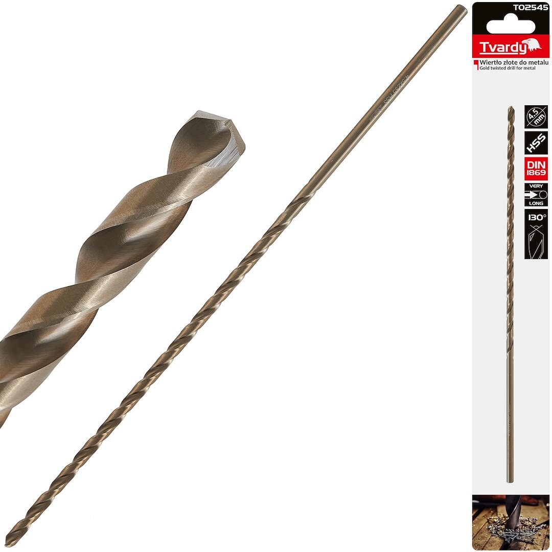 GEKO Dlouhý HSS DIN1869 4,5 x 235 mm zlatý kovový spirálový vrták