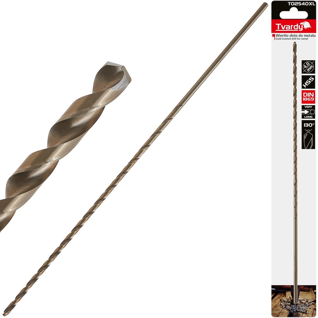 GEKO Dlouhý HSS DIN1869 4,0 x 280 mm zlatý kovový spirálový vrták
