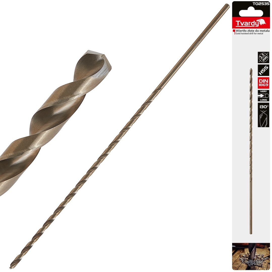 GEKO Dlouhý HSS DIN1869 3,5 x 210 mm zlatý kovový spirálový vrták