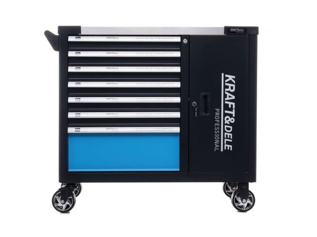 Pojízdný dílenský vozík se sadou nářadí 309 ks, 7 polic KRAFT&DELE