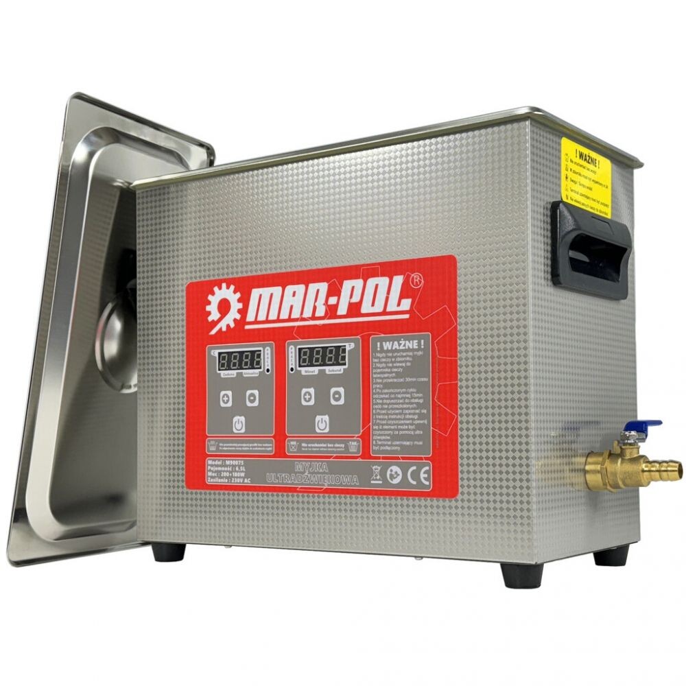Ultrazvuková čistička 180 W, 6,5 l, nerez - MAR-POL