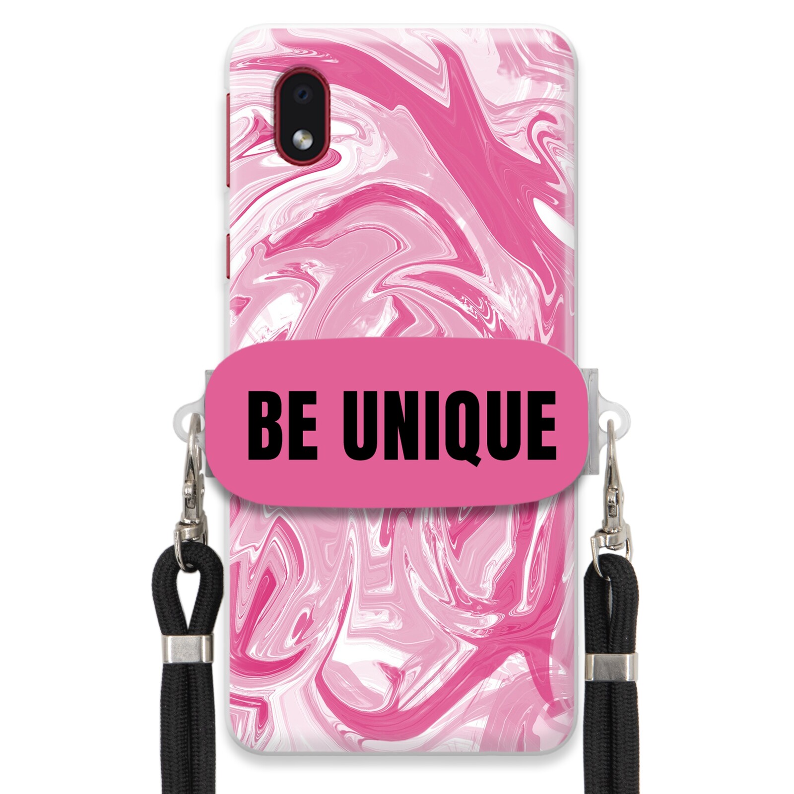 Pouzdro pro Samsung A01 Core Case Uchytky Šňůrka Černá Růžová Mramorová Unikátní