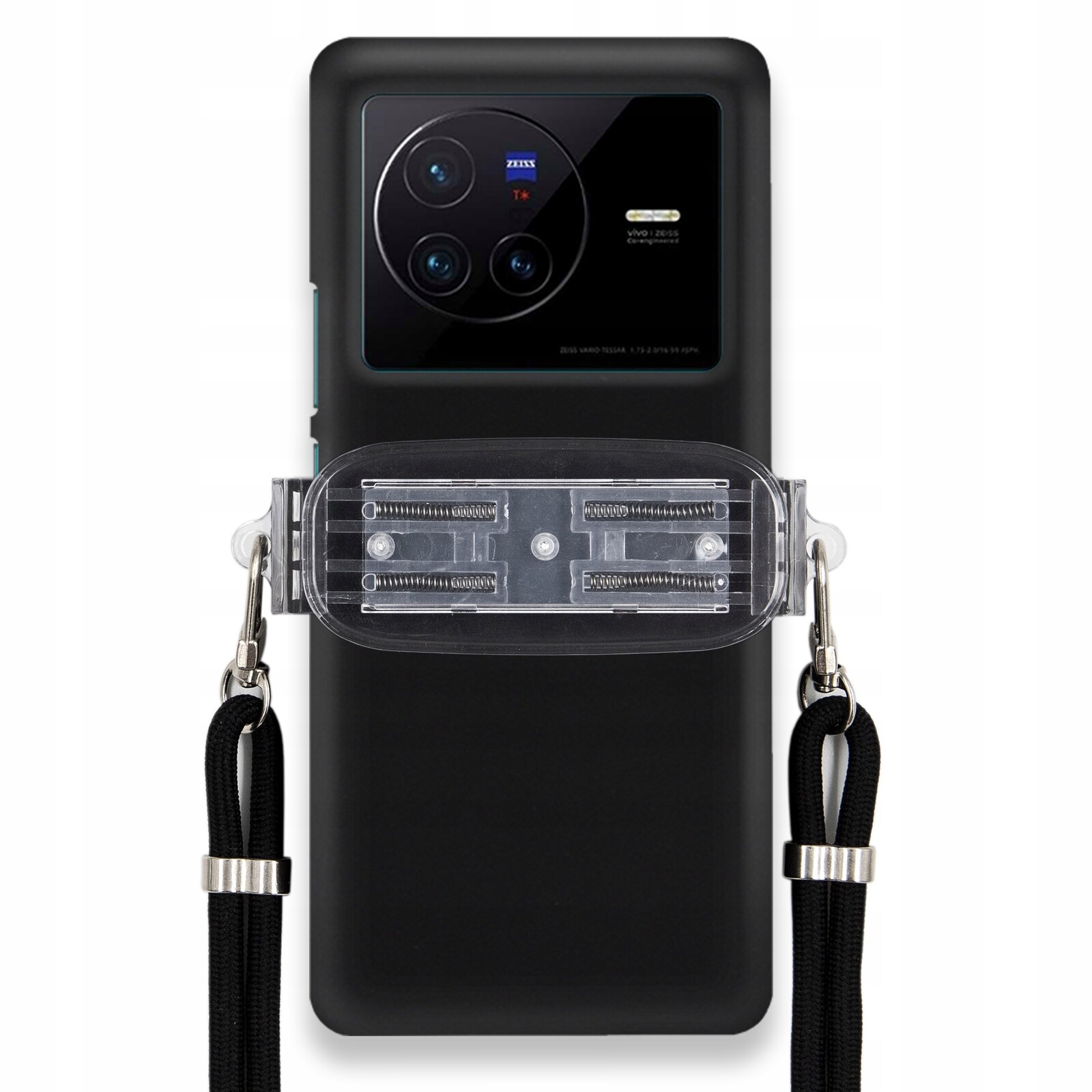 pouzdro na Vivo X80 Smooth Case Ochrana Univerzální Držák Černá Šňůrka