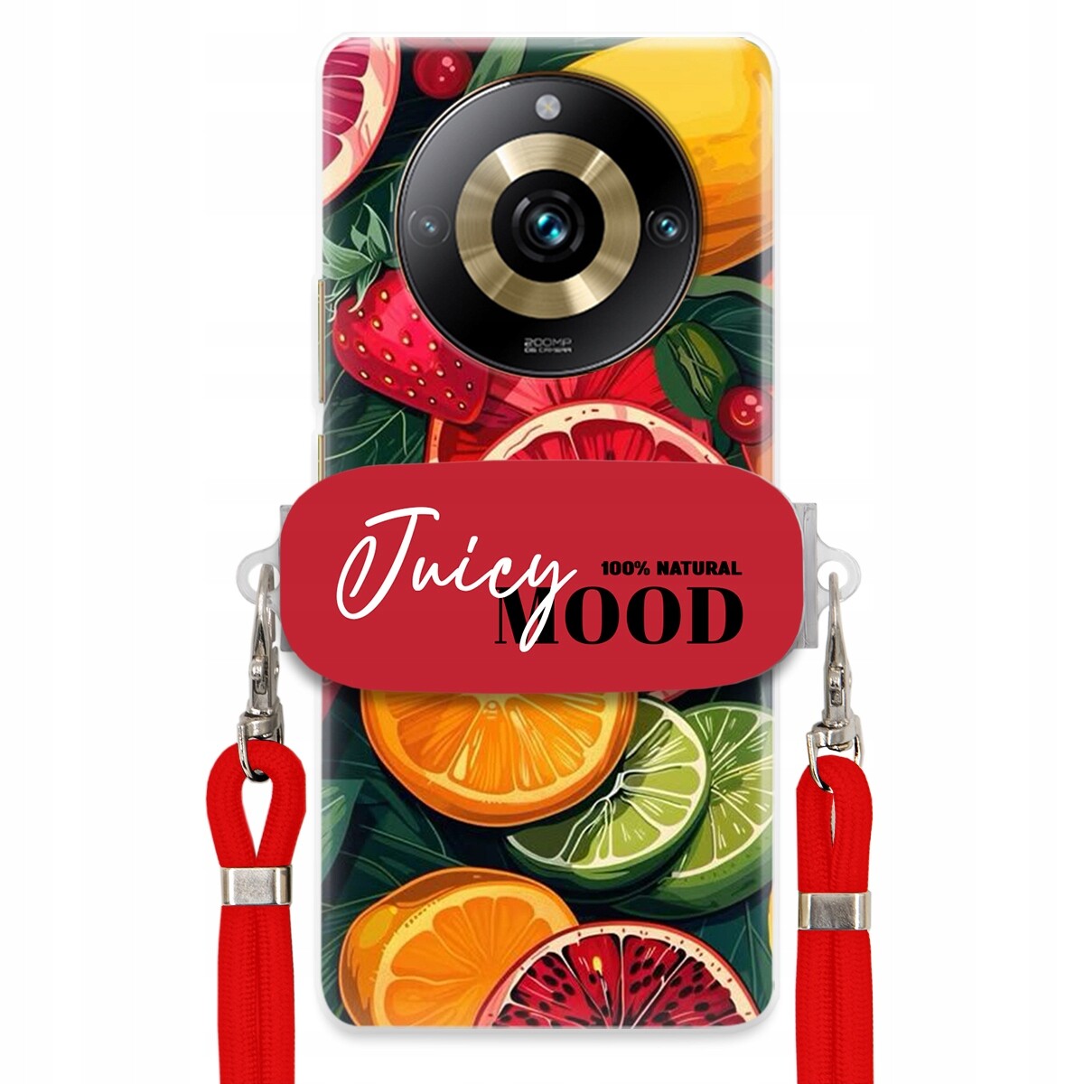 Pouzdro pro Realme 11 Pro 5G Červené vodítko Crossbody+ Držák Juice Mood Ovoce