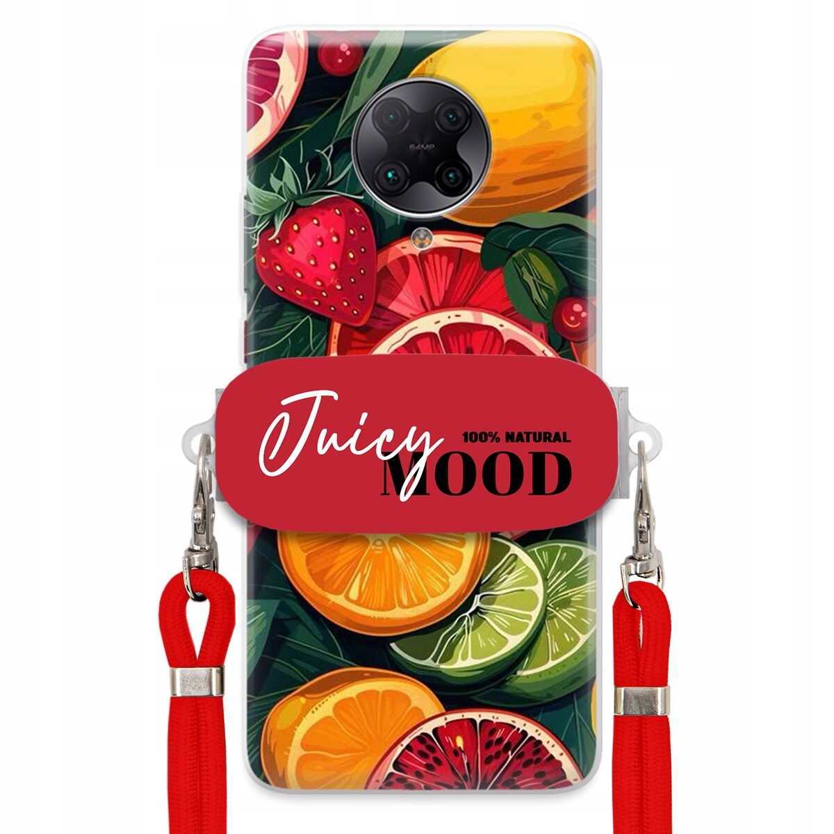 Pouzdro pro Xiaomi Redmi K30 Pro Červené vodítko Držák Fruit Ovoce Juice Mood