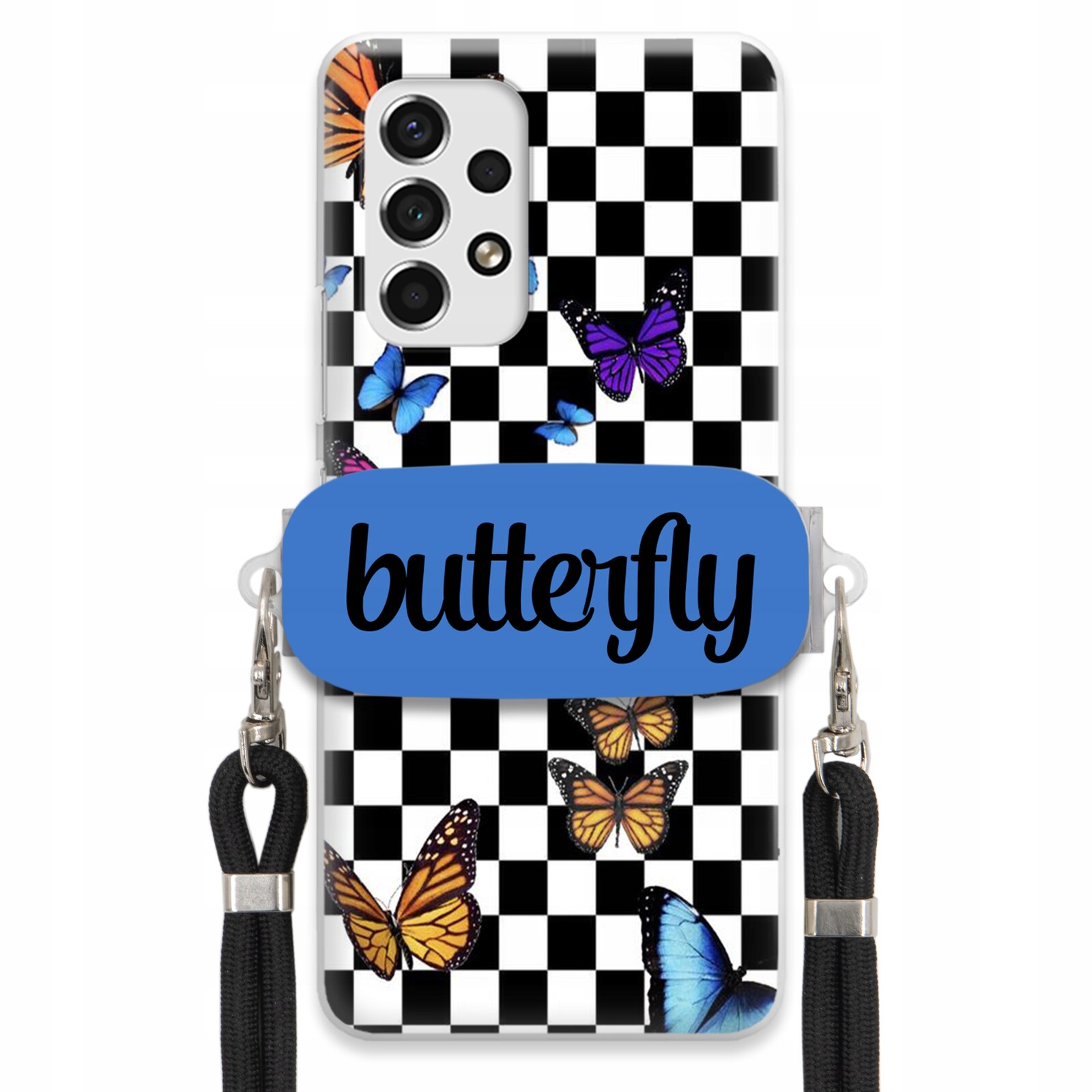 Pouzdro Pro Samsung A53 5G Case Obdélníkový Úchyt Černé Vodítko Butterfly Motýli