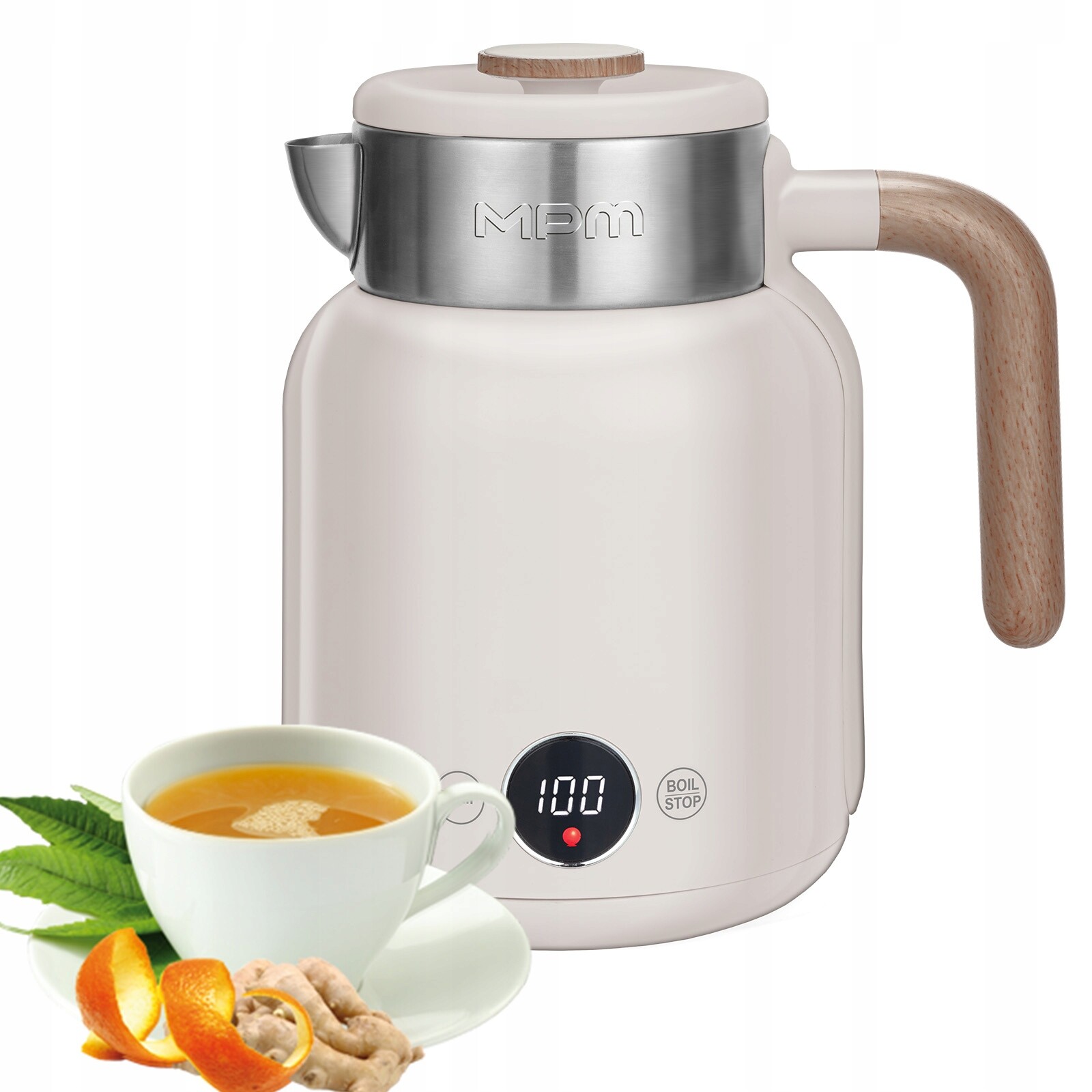 Elektrická konvice s dvojitou stěnou béžová světlá 2200 W Mpm MCZ-128/B1