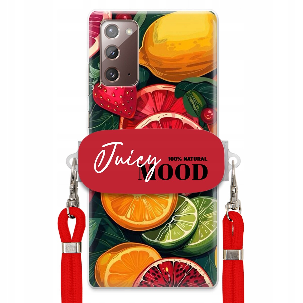 Pouzdro pro Samsung Note 20 Červené vodítko Crossbody+ Držák Juice Mood Ovoce