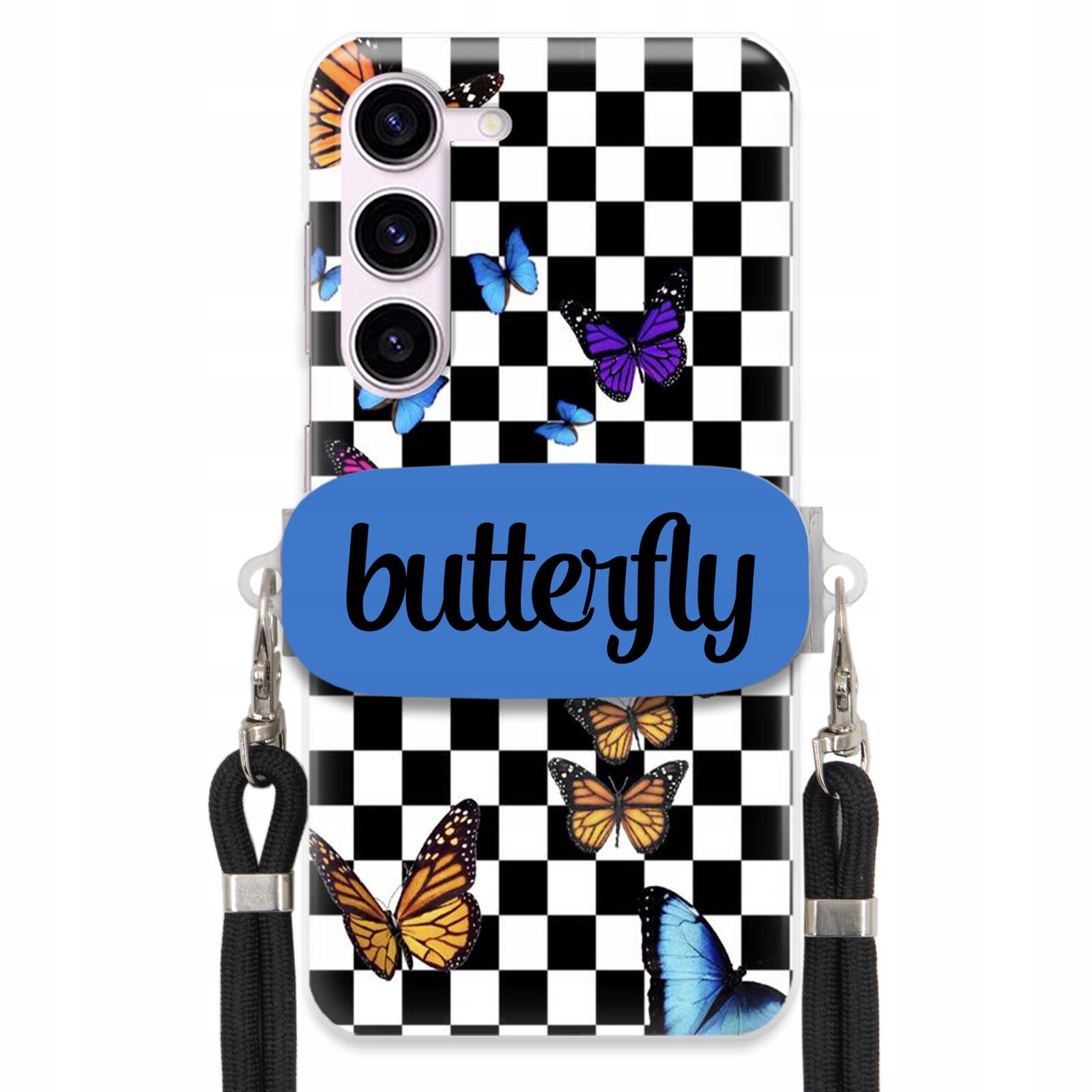 Pouzdro Pro Samsung S23 Fe Case Obdélníkový Držák Black Vodítko Butterfly Motýli