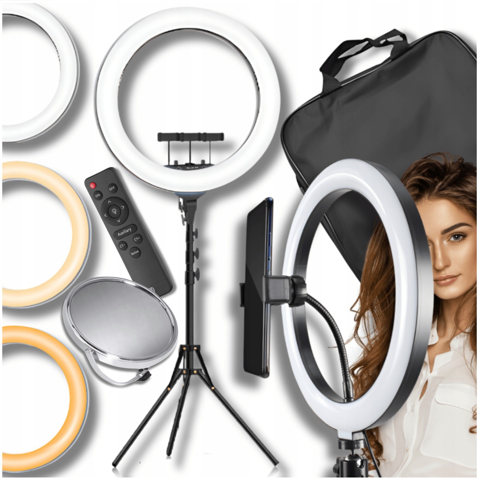 kruhová lampa Led se stativem a selfie tyčí, velký stativ pro Rgb telefon