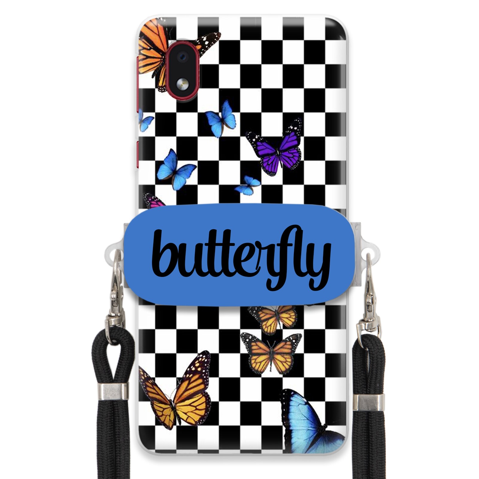 Pouzdro Pro Samsung A01 Core Case Obdélníkový Úchyt Vodítko Motýli