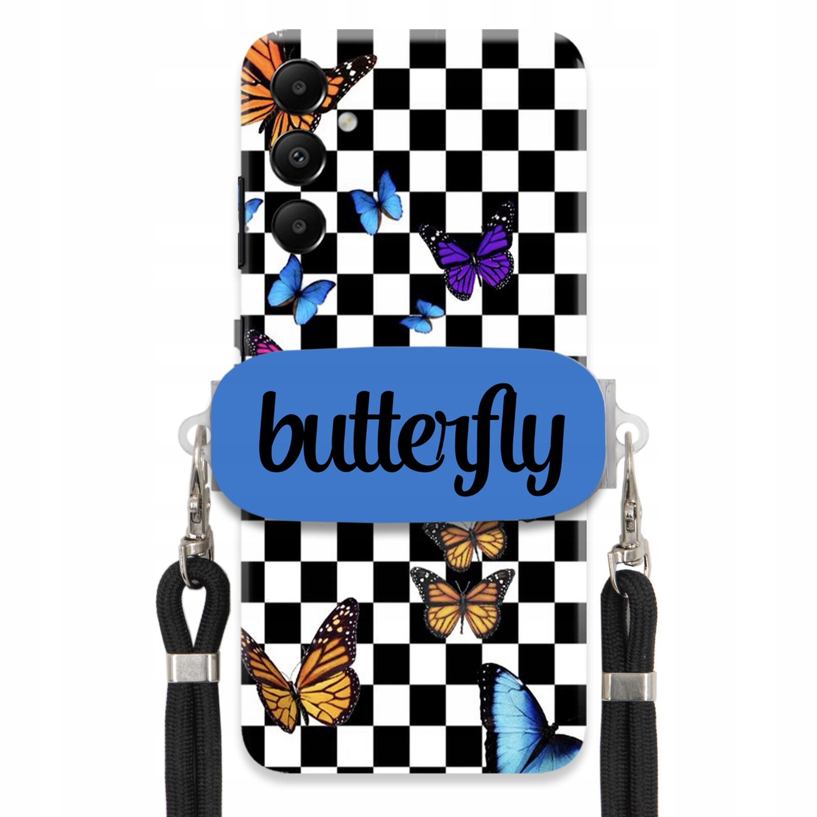 Pouzdro Pro Samsung A05S Case Obdélníkový Úchyt Černé Vodítko Butterfly Motýli