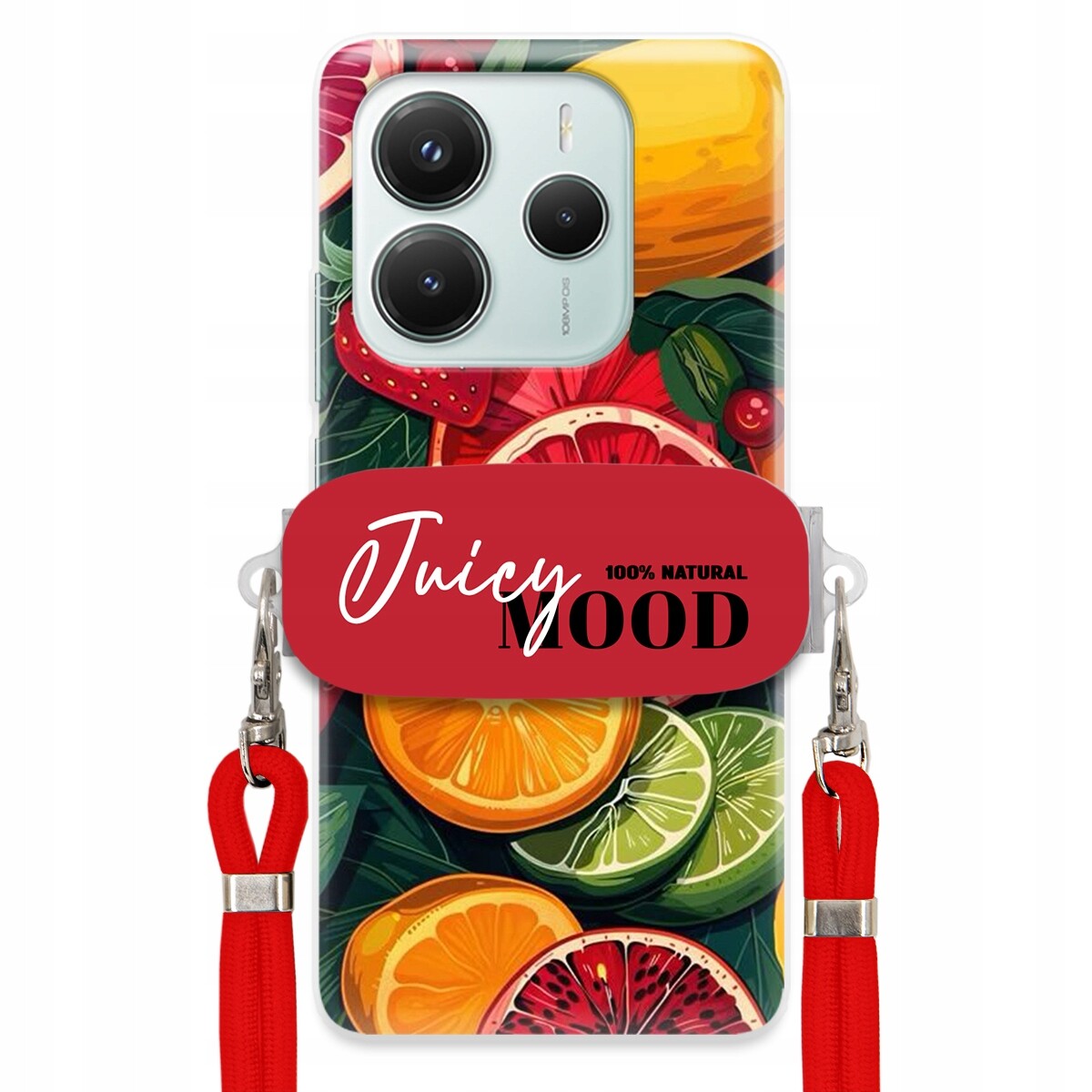 Pouzdro pro Xiaomi Redmi Note 14 5G Červené vodítko Držák Juice Mood Módní