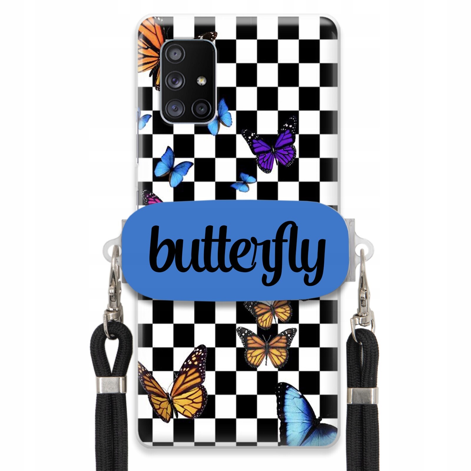 Pouzdro Pro Samsung A71 5G Case Obdélníkový Úchyt Černé Vodítko Butterfly Motýli