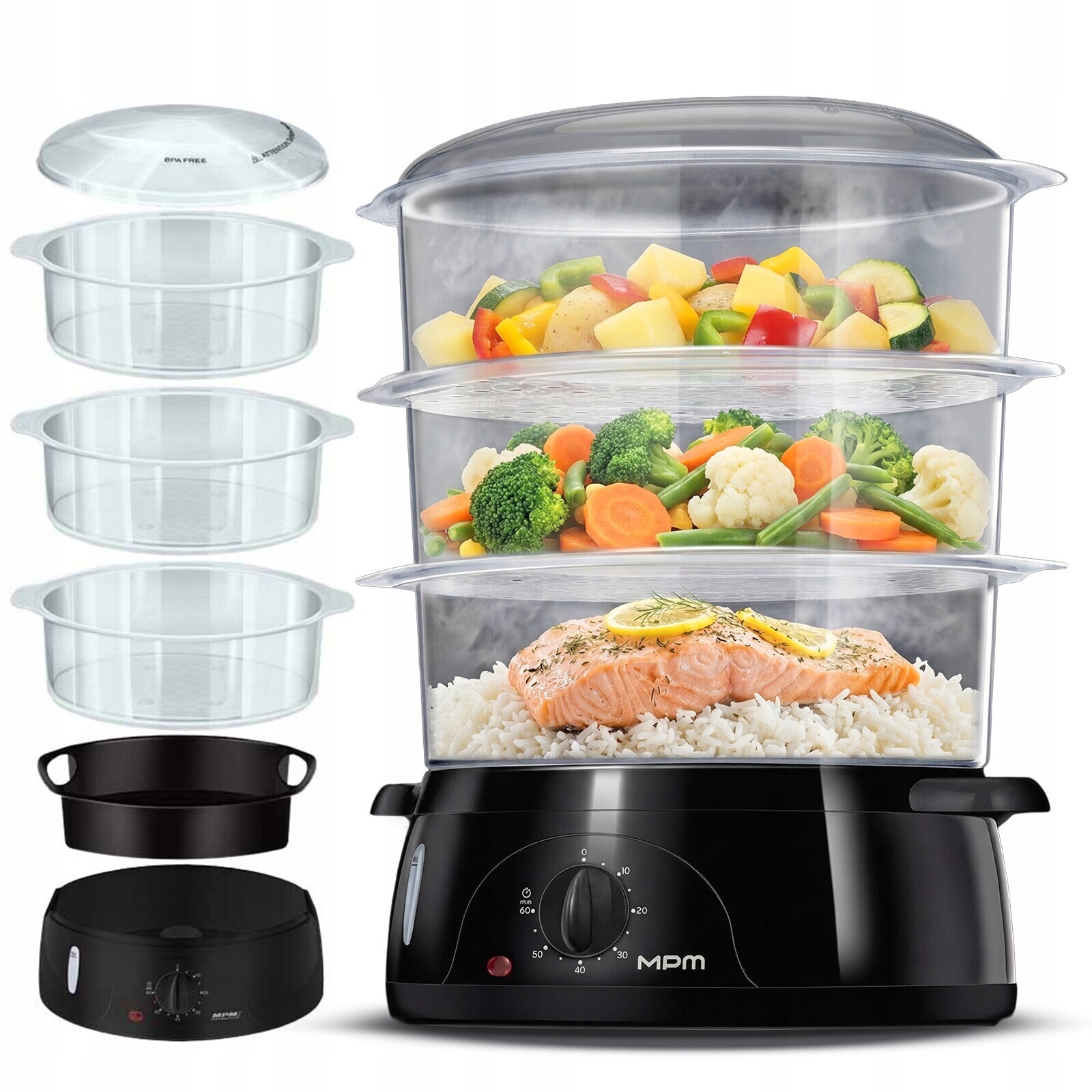 Parní hrnec Mpm MPA-02 Bpa Free 800W Timer 60 min Nádoba na rýži 10 litrů