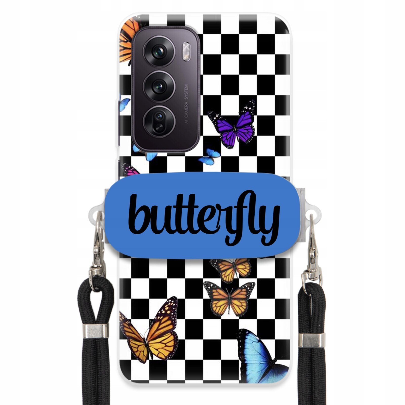 Pouzdro Pro Oppo Reno 12 Pro 5G Case Obdélníkový Držák Vodítka Butterfly Motýli