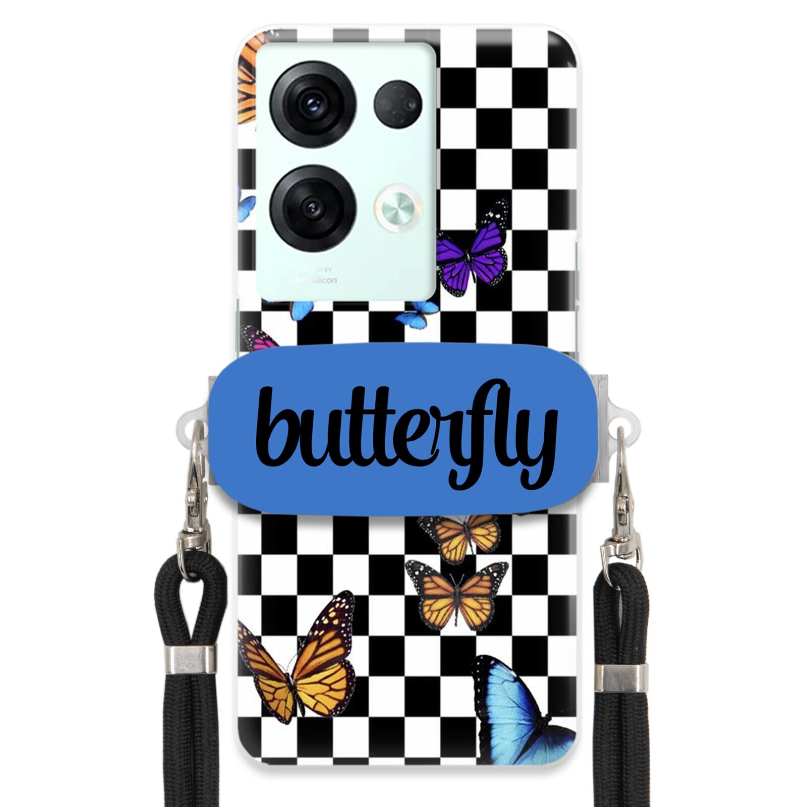 Pouzdro Pro Oppo Reno 8 Pro Case Obdélníkový Držák Vodítka Butterfly Motýli