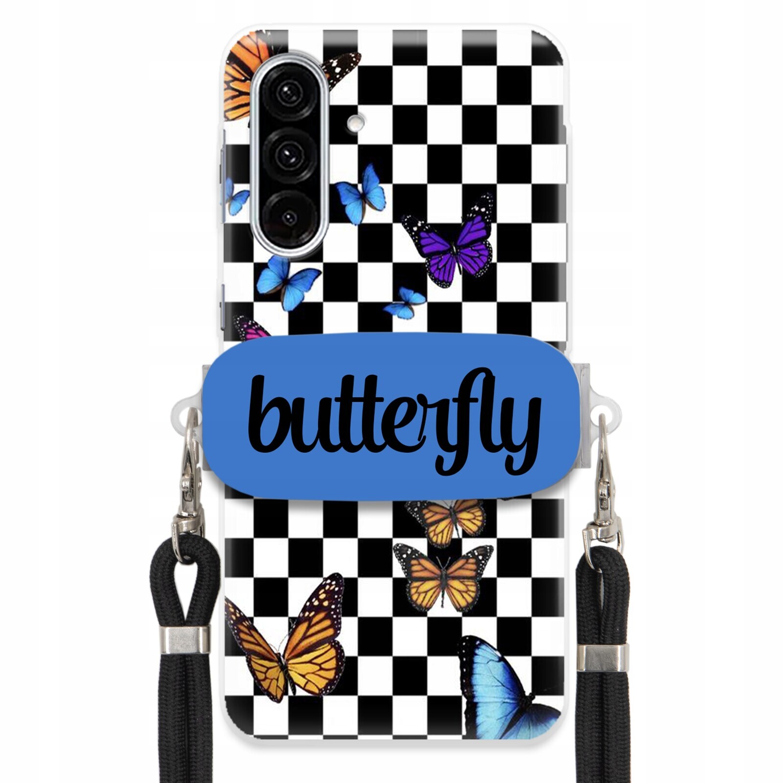 Pouzdro Pro Samsung A36 5G Case Obdélníkový Úchyt Černé Vodítko Butterfly Motýli