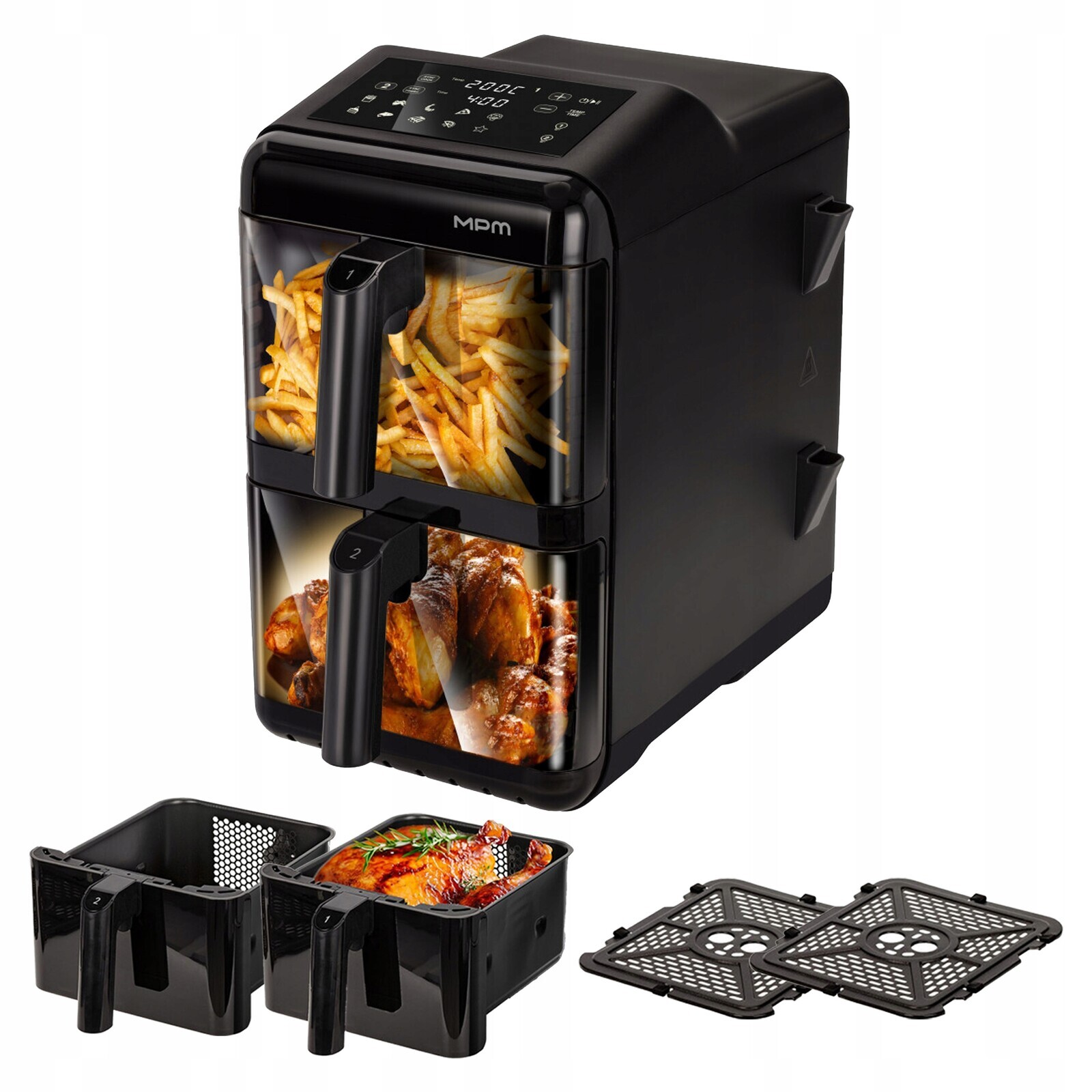 Fritéza beztuková Air Fryer velká dvojitá 12 l Mpm MFR-13 3000W