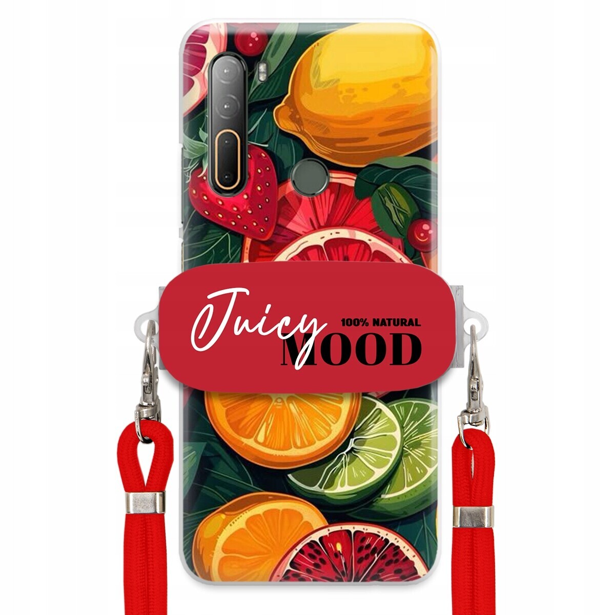 Pouzdro pro Htc Desire U20 5G Červené vodítko Držák Fruit Ovoce Juice Mood