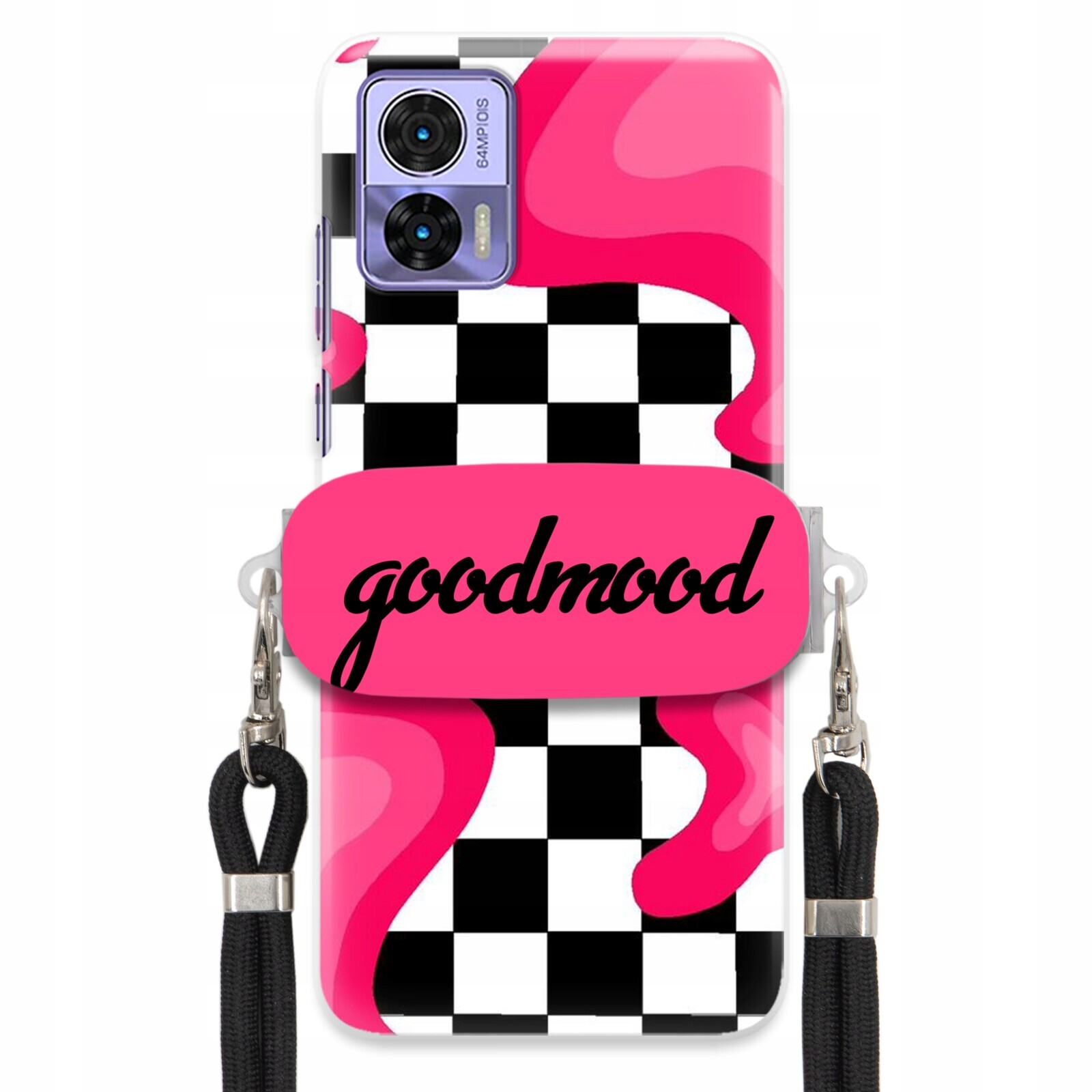 Pouzdro Pro Motorola Edge 30 Lite Set Case Držák Na Vodítko Černá Módní Splash