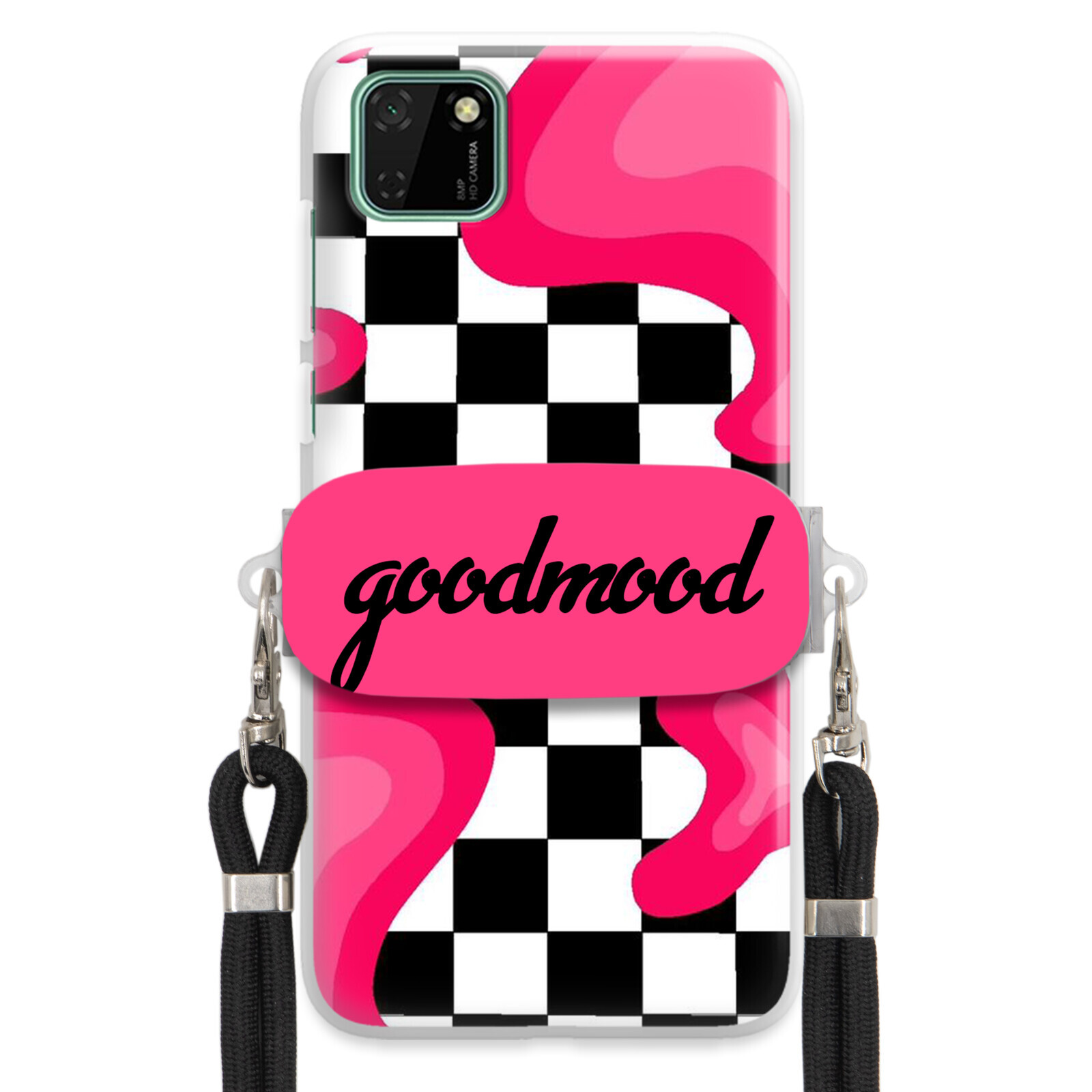 Pouzdro Pro Huawei Y5P Sada Case Držák Na Vodítko Černý Pro Teenagery Splash