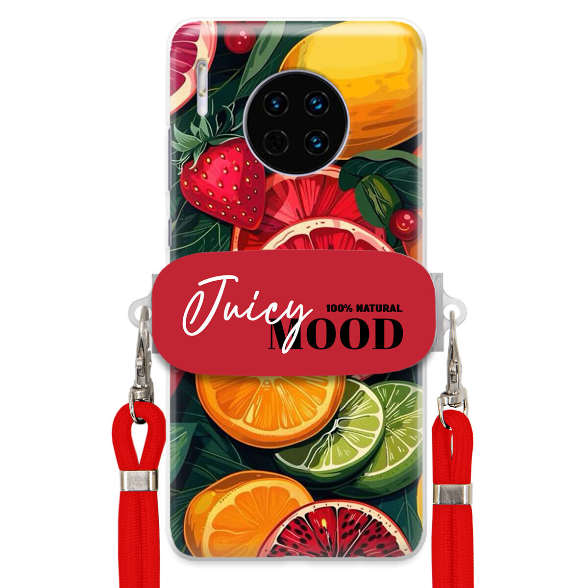Pouzdro pro Huawei Mate 30 Červené vodítko Crossbody+ Držák Juice Mood Ovoce
