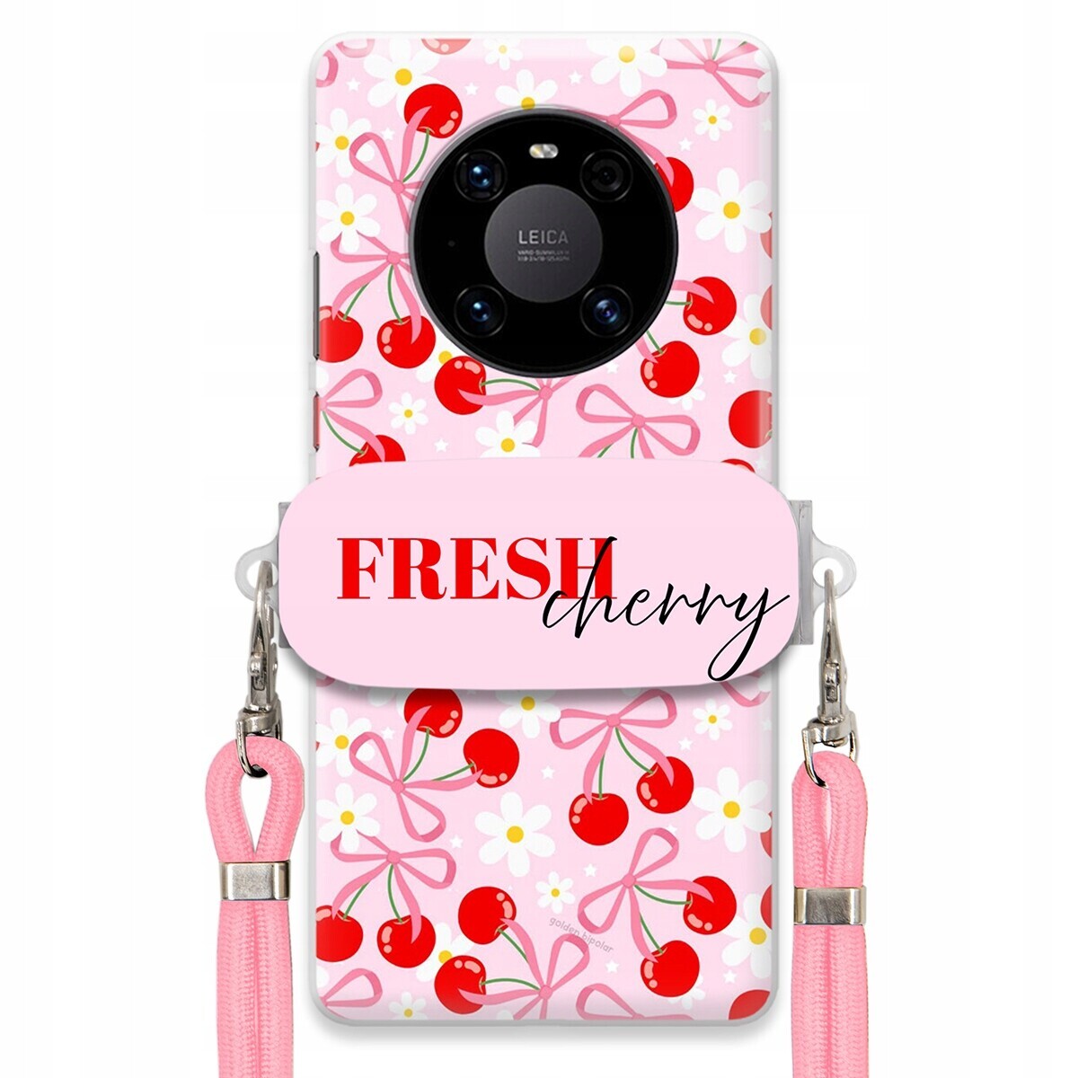 Pouzdro pro Huawei Mate 40 Pro Case Držák Šňůrky Růžová Fresh Cherry Kokardy