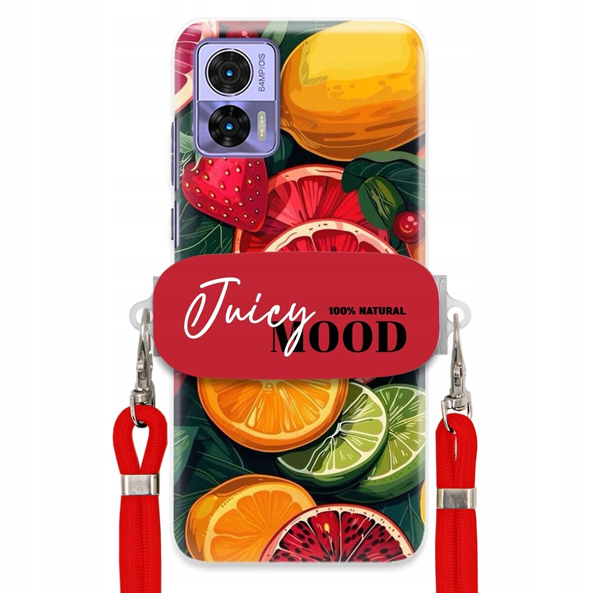 Pouzdro pro Motorola Edge 30 Lite Červené vodítko Držák Juice Mood Módní