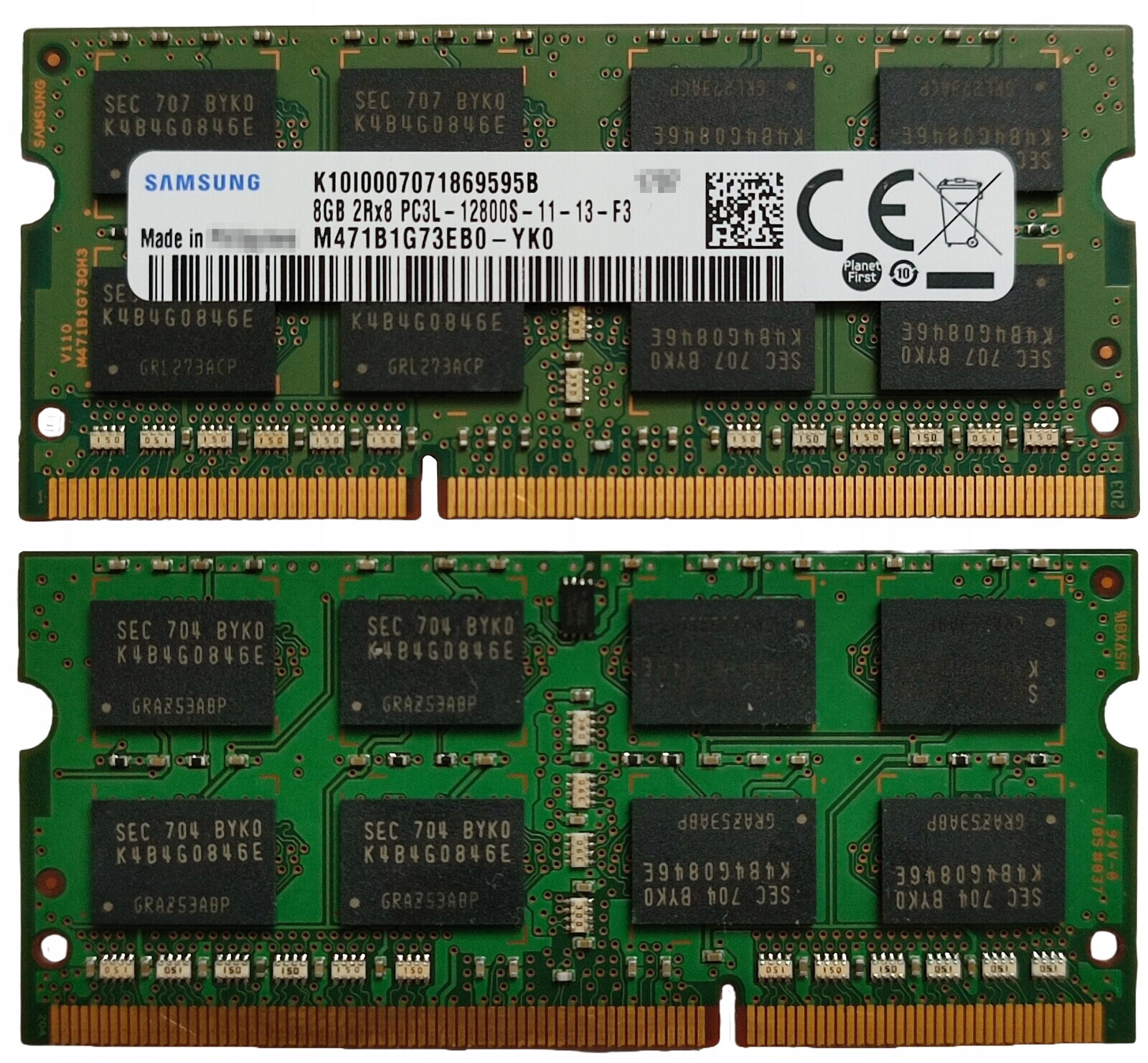 (n) 8GB 1*8GB Samsung DDR3L 1600MHz 1,35V M471B1G73EB0-YK0