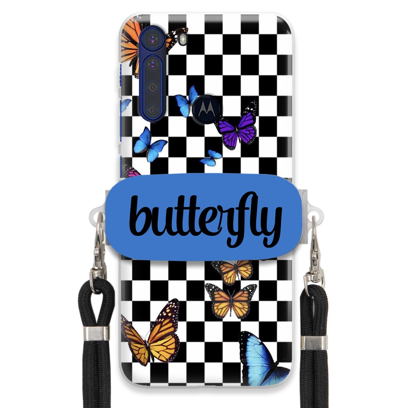 Pouzdro Pro Motorola One Fusion Case Obdélníkový Držák Vodítka Butterfly Motýli