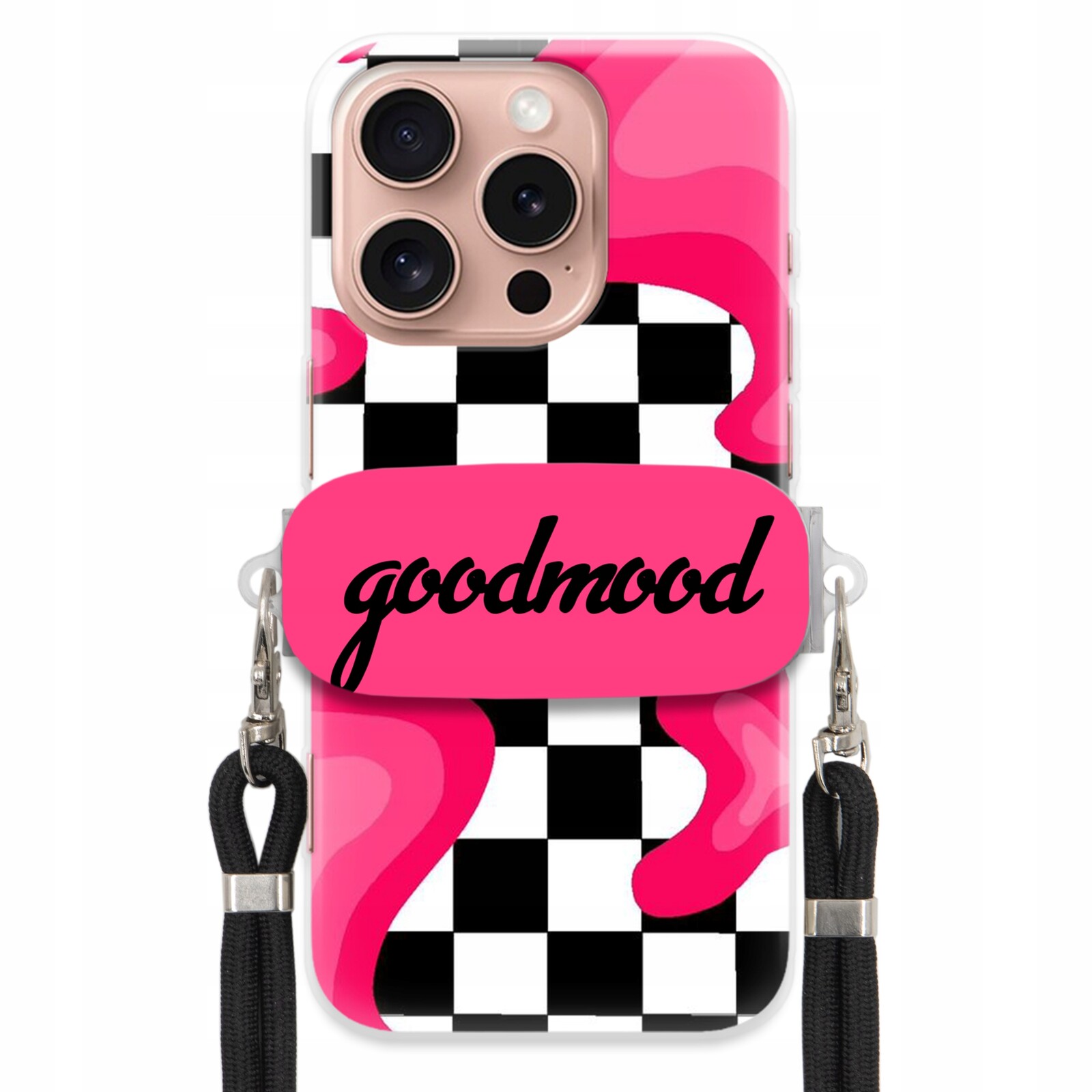 Pouzdro Pro Iphone 16 Pro Sada Pouzdro Držák Smyčka Černá For Teen Modne Splash