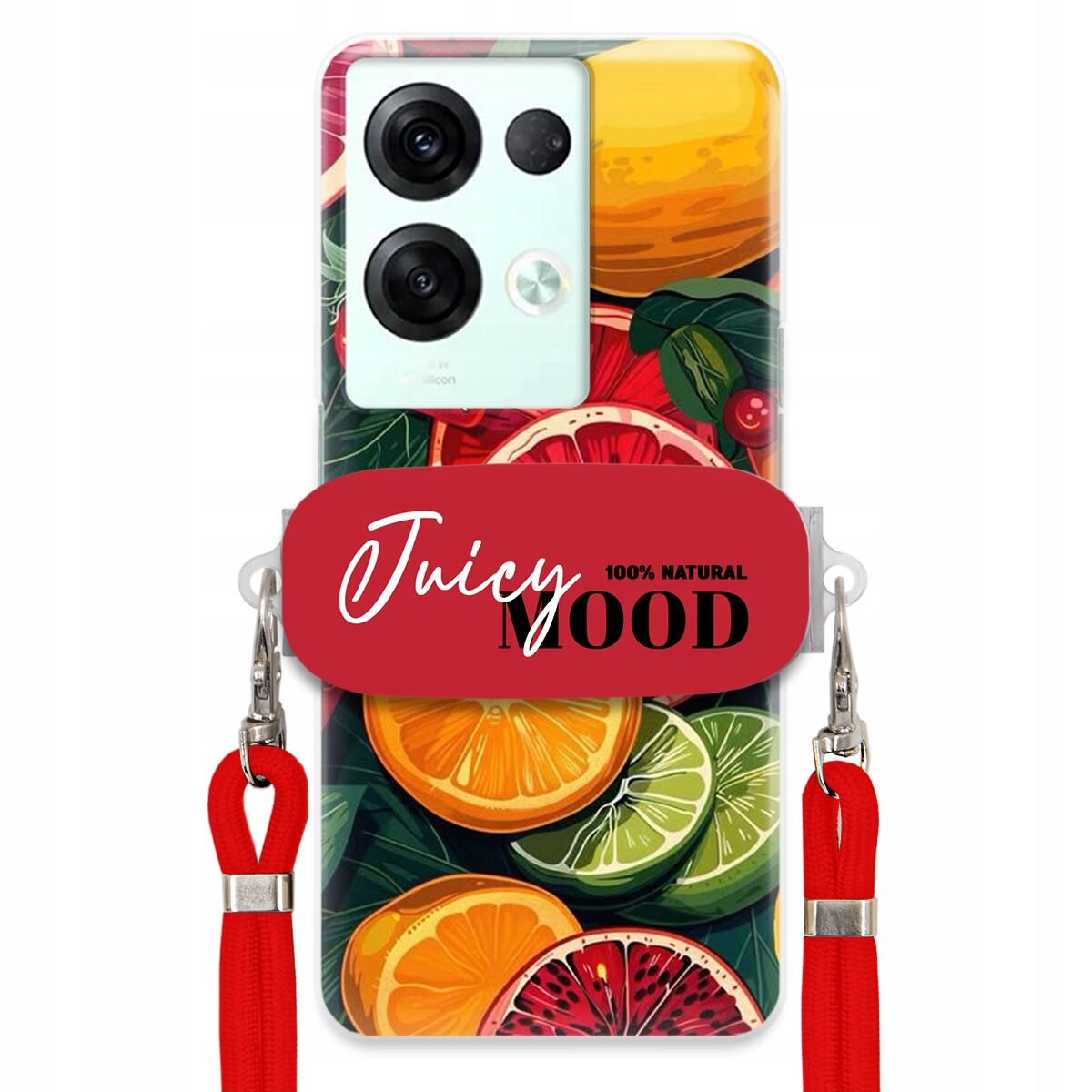Pouzdro pro Oppo Reno 8 Pro 5G Červené vodítko Držák Fruit Ovoce Juice Mood