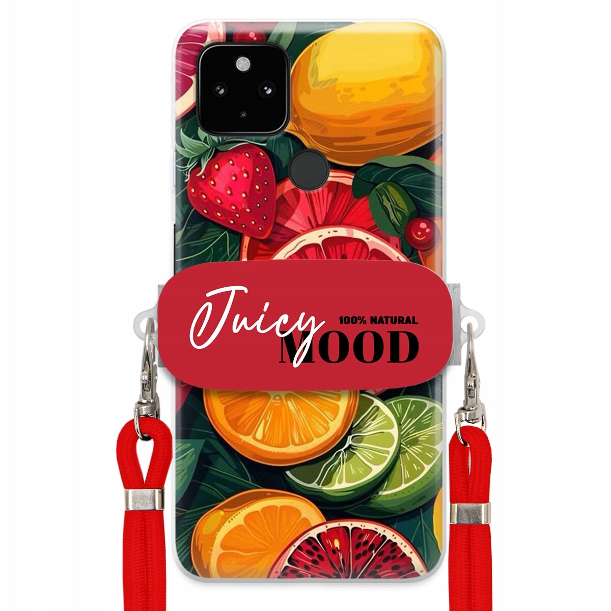 Pouzdro pro Google Pixel 4A 5G Červené vodítko rukojeť Fruit Ovoce Juice Mood