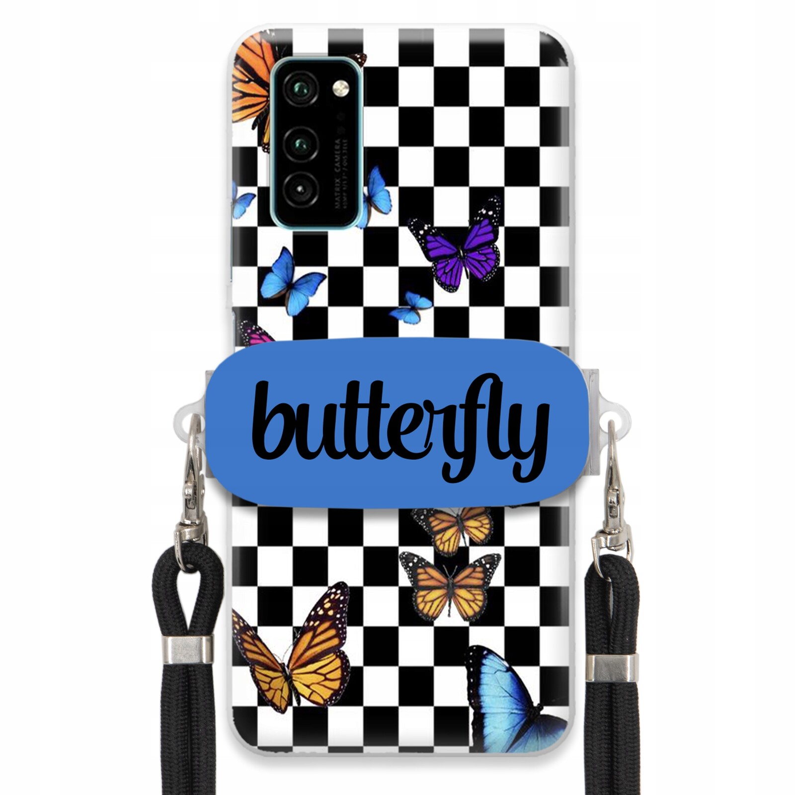 Pouzdro Pro Huawei Honor V30 Pro Case Obdélníkový Držák Vodítko Butterfly Motýli