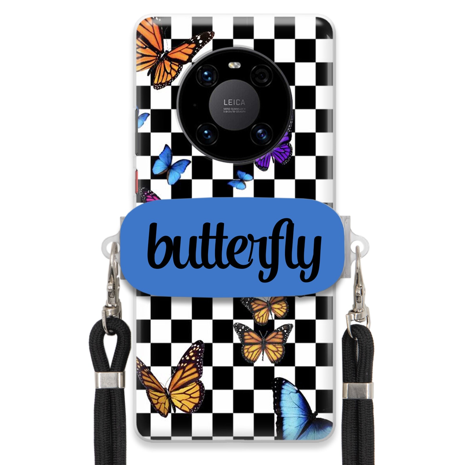 Pouzdro Pro Huawei Mate 40 Pro Case Obdélníkový Držák Vodítko Butterfly Motýli