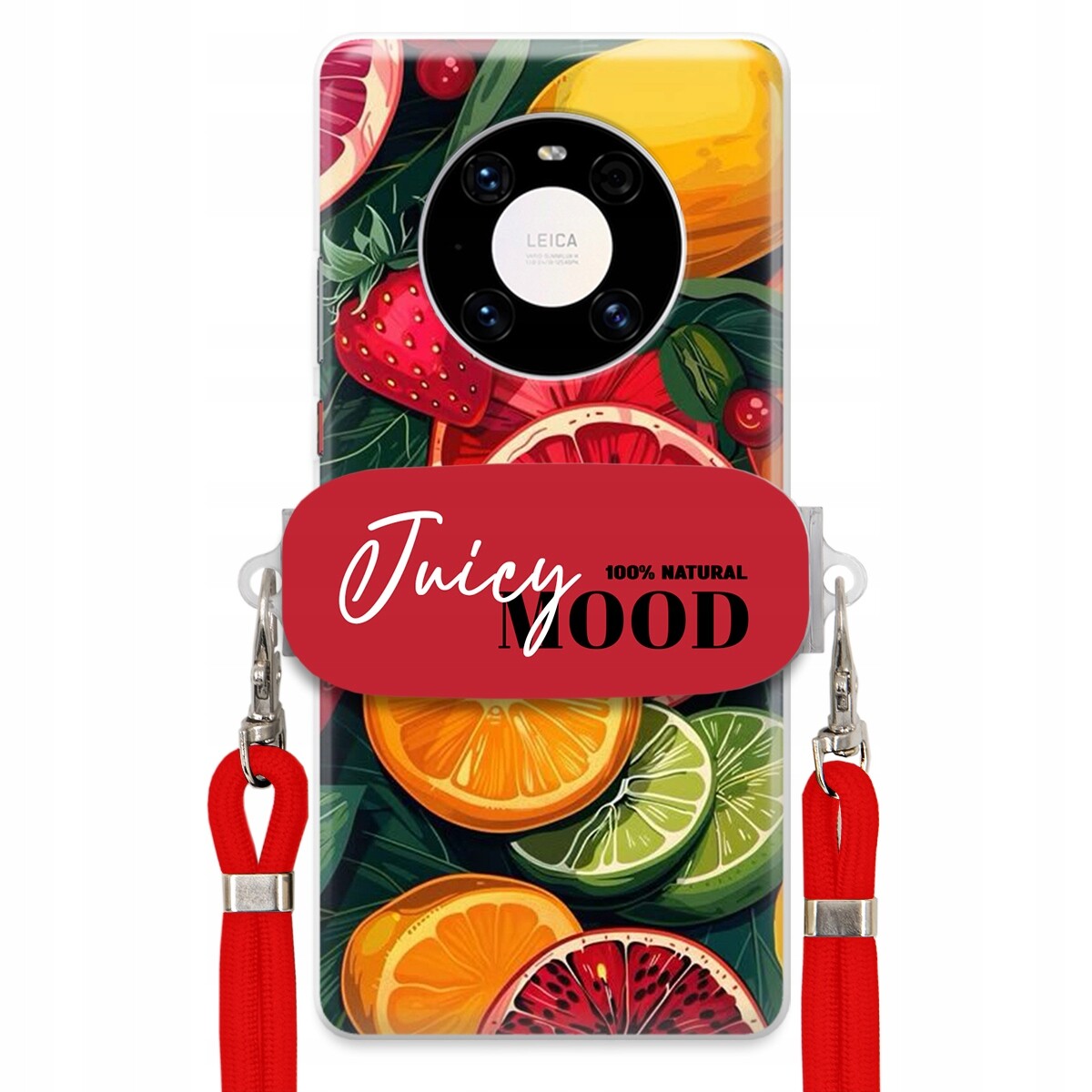 Pouzdro pro Huawei Mate 40 Červené vodítko Crossbody+ Držák Juice Mood Ovoce