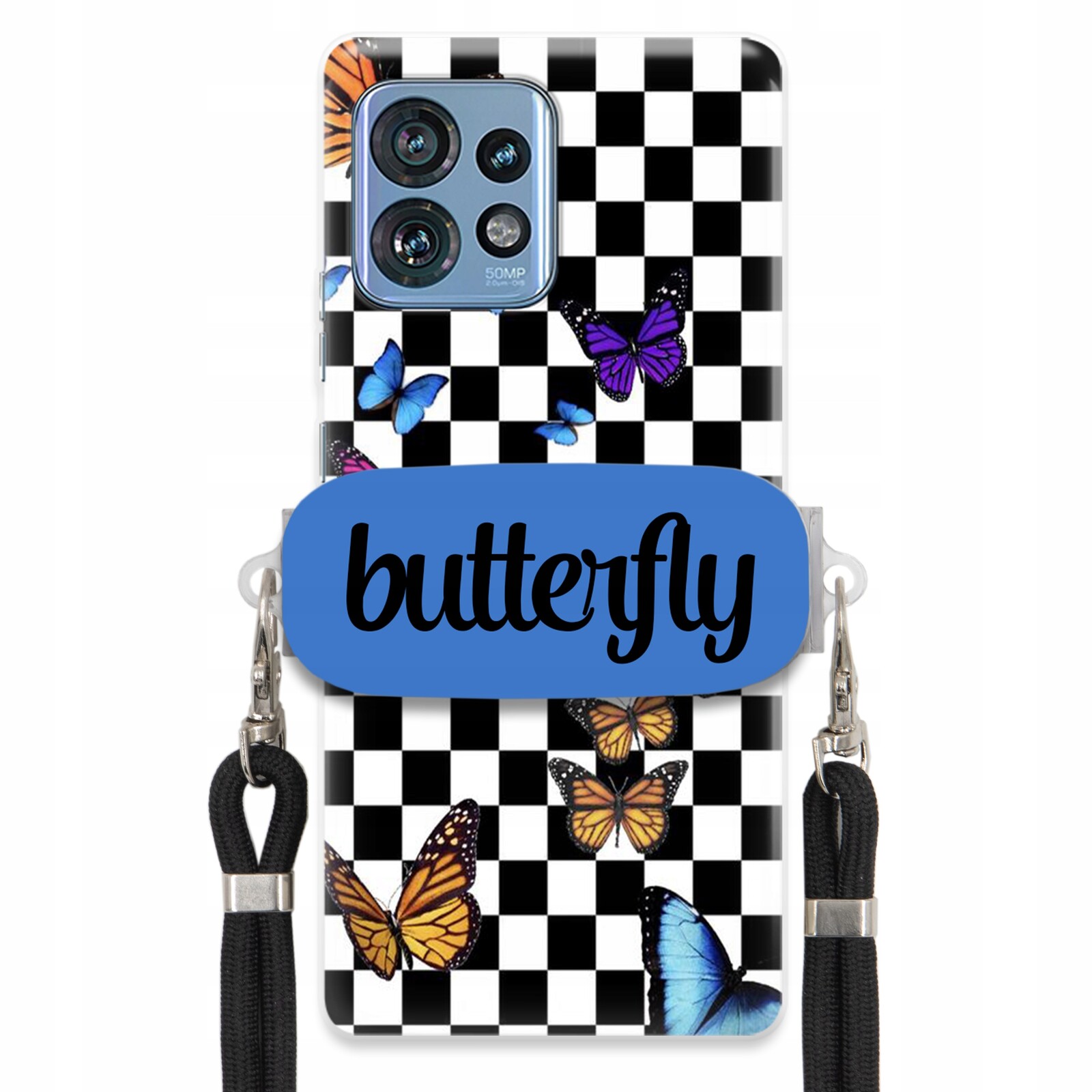 Pouzdro Pro Motorola Edge 40 Pro Case Obdélníkový Držák Vodítka Butterfly Motýli