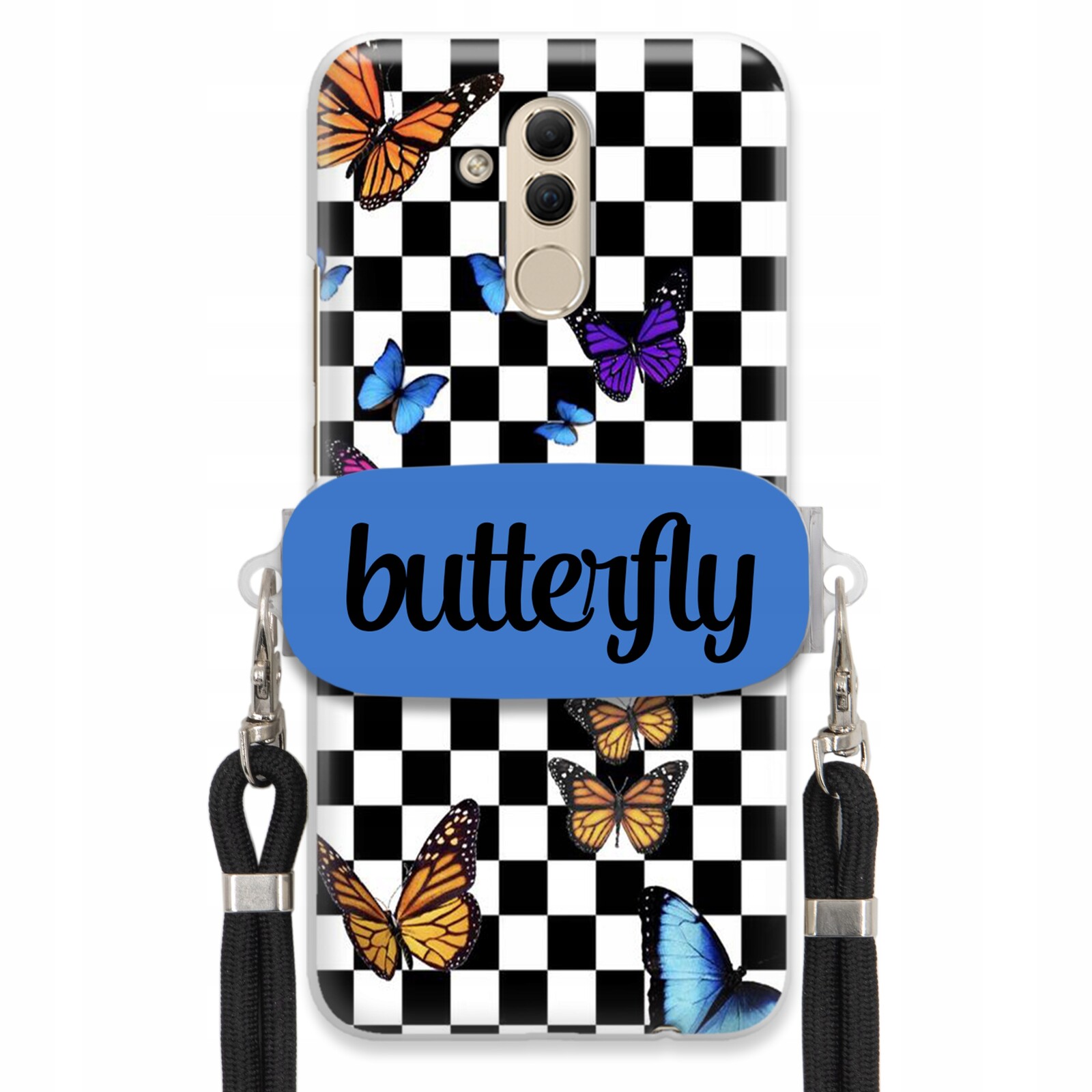 Pouzdro Pro Huawei Mate 20 Lite Case Obdélníkový Držák Vodítko Butterfly Motýli