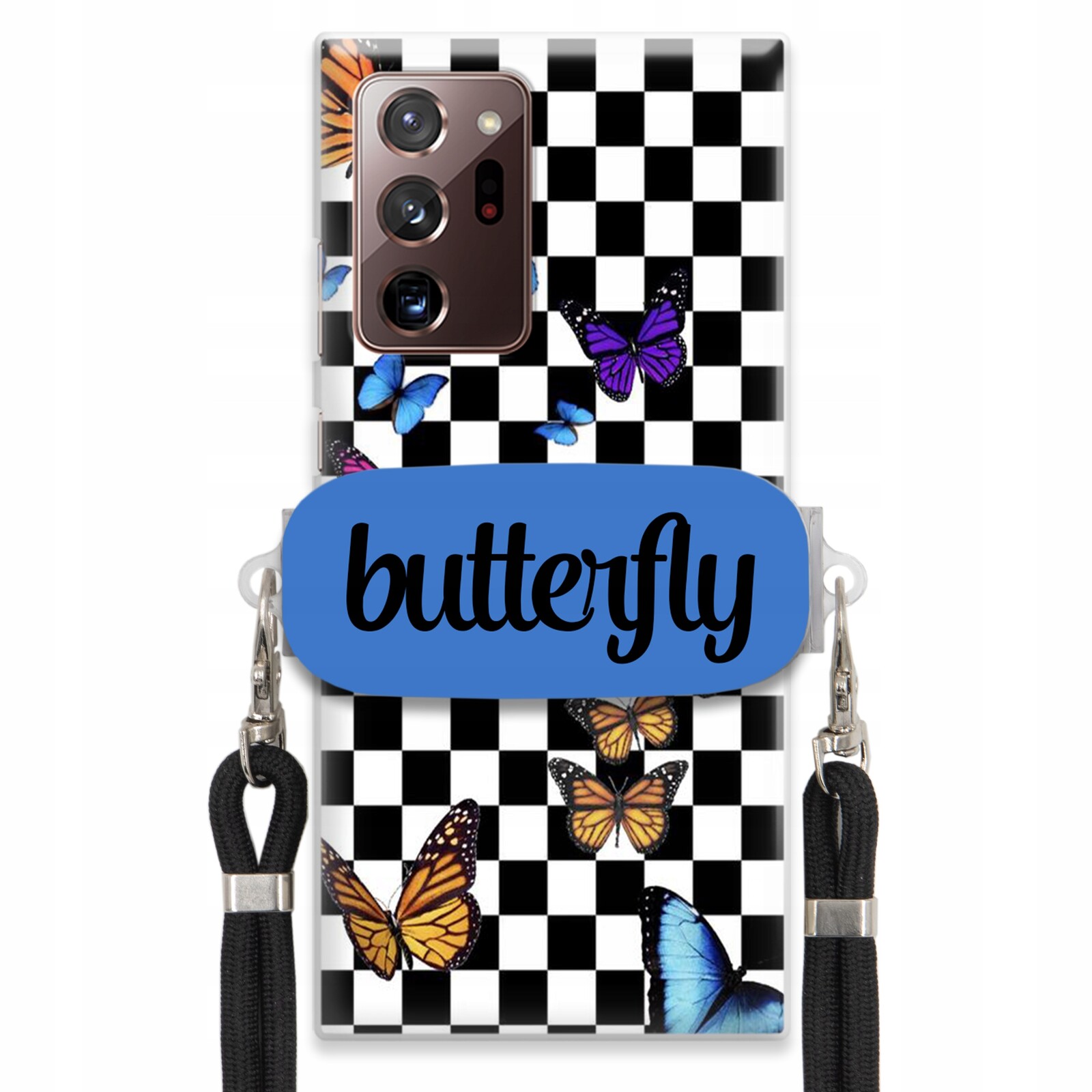 Pouzdro Pro Samsung Note 20 Plus Case Obdélníkový Držák Vodítka Butterfly Motýli