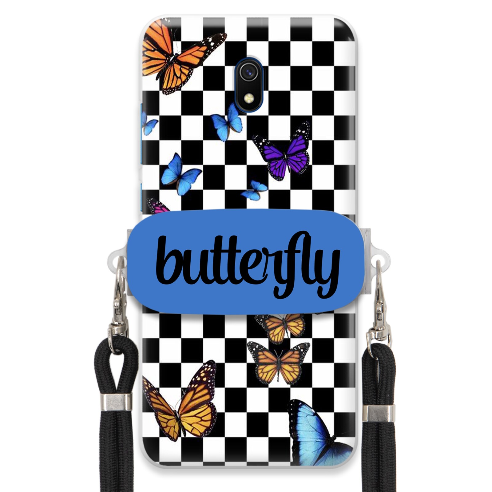 Pouzdro Pro Xiaomi Redmi 8A Case Obdélníkový Držák Vodítka Butterfly Motýli