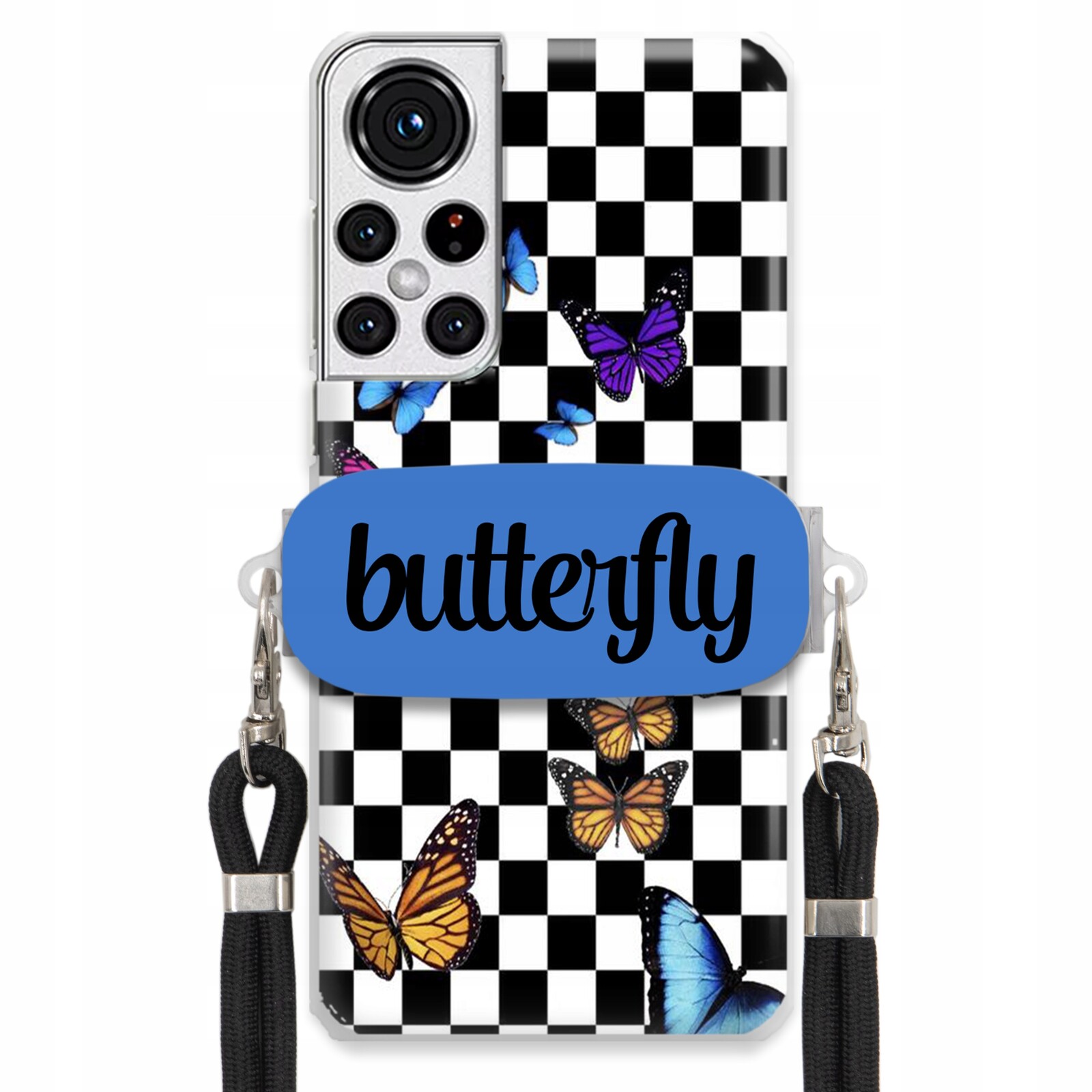 Pouzdro Pro Samsung S22 Plus Case Obdélníkový Držák Vodítka Butterfly Motýli