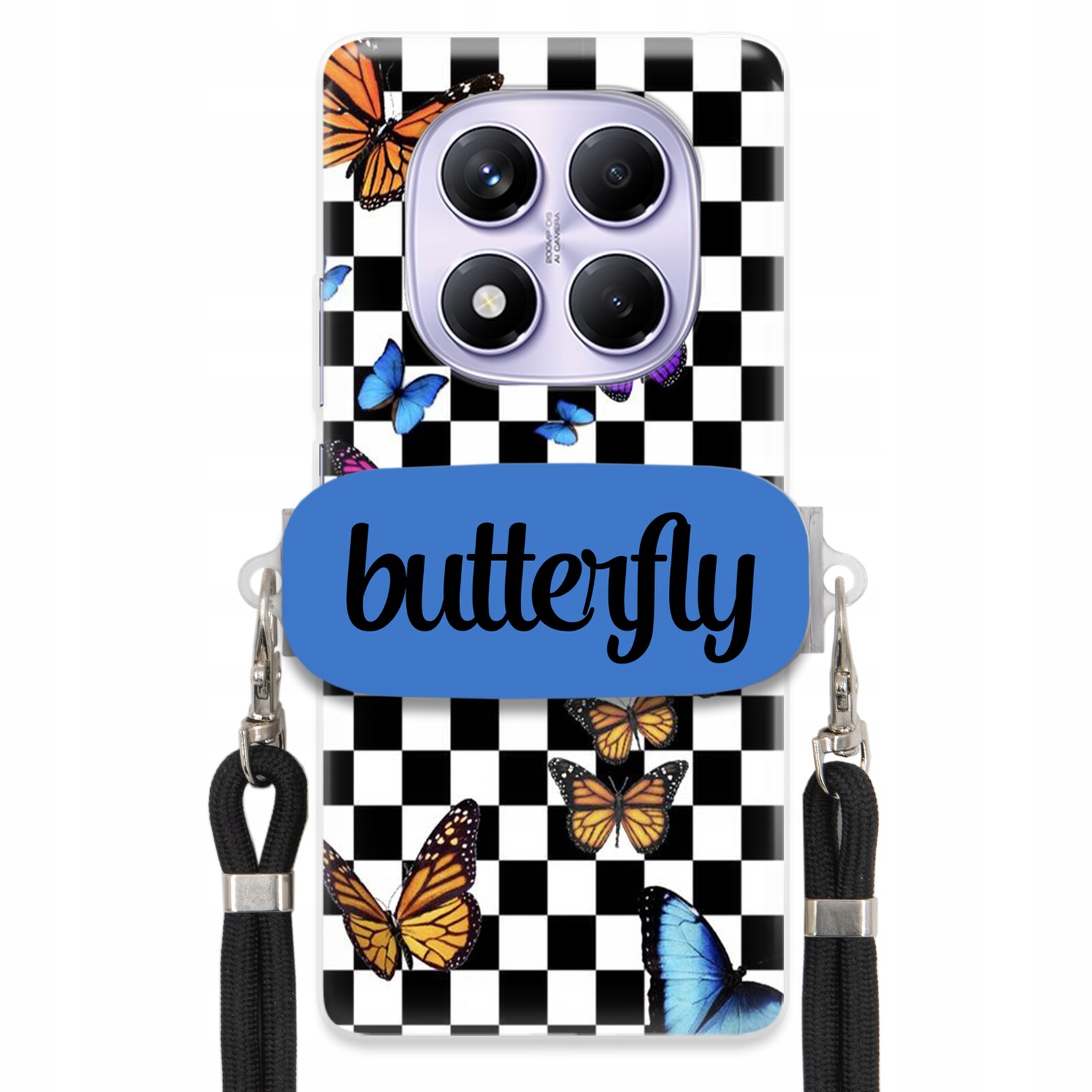 Pouzdro Pro Xiaomi Redmi Note 14 Pro 5G Case Obdélníkový Držák Vodítka Butterfly