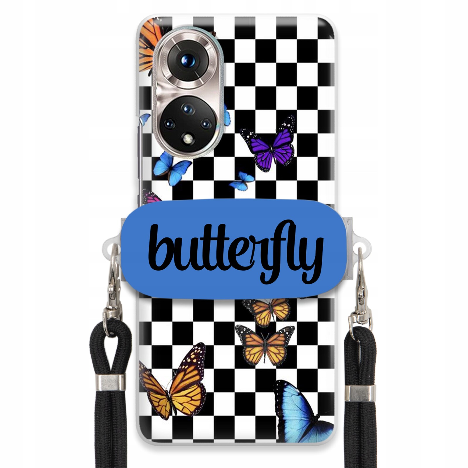 Pouzdro Pro Huawei Honor 50 Case Obdélníkový Úchyt Vodítko Butterfly Motýli