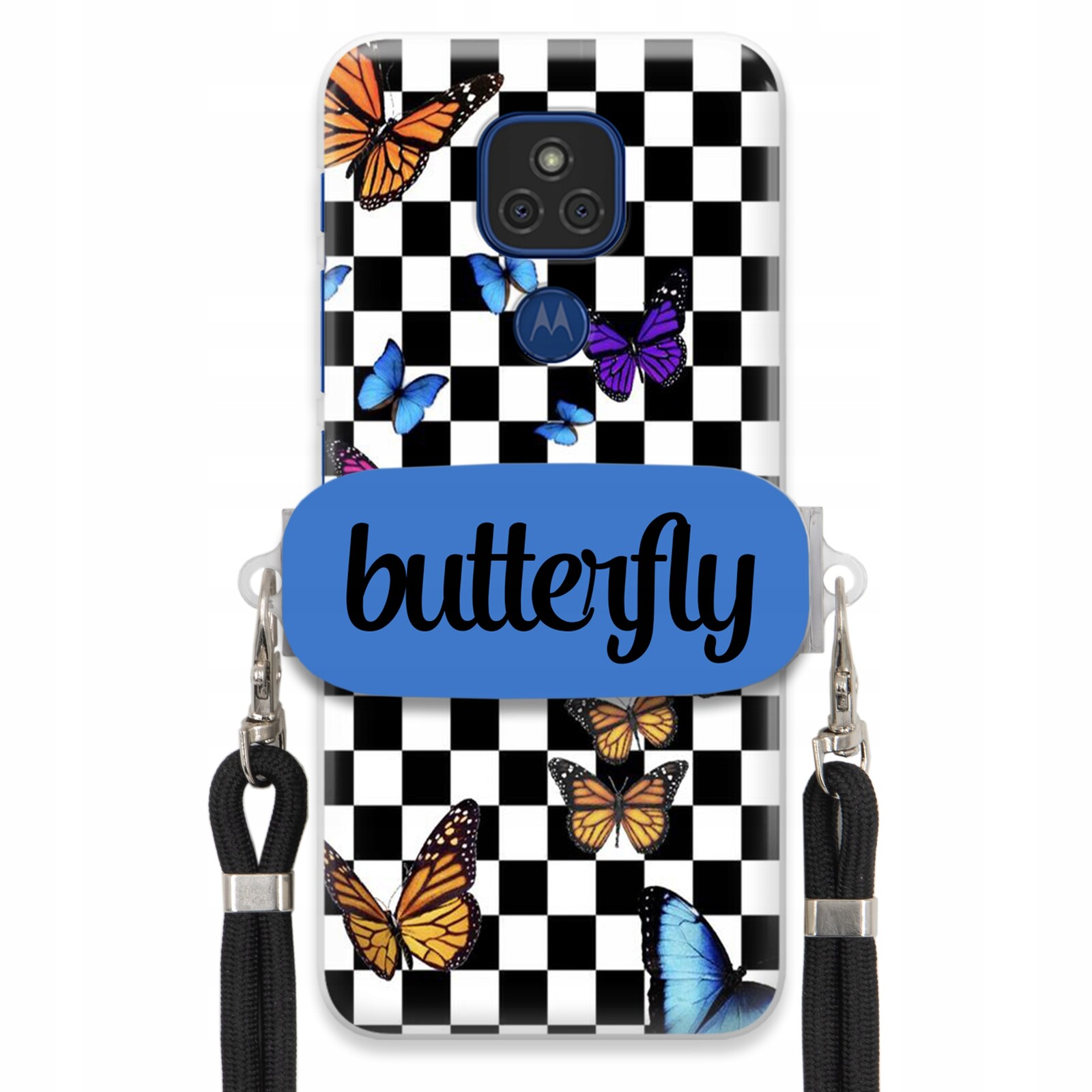 Pouzdro Pro Motorola G9 Play Case Obdélníkový Držák Vodítka Butterfly Motýli