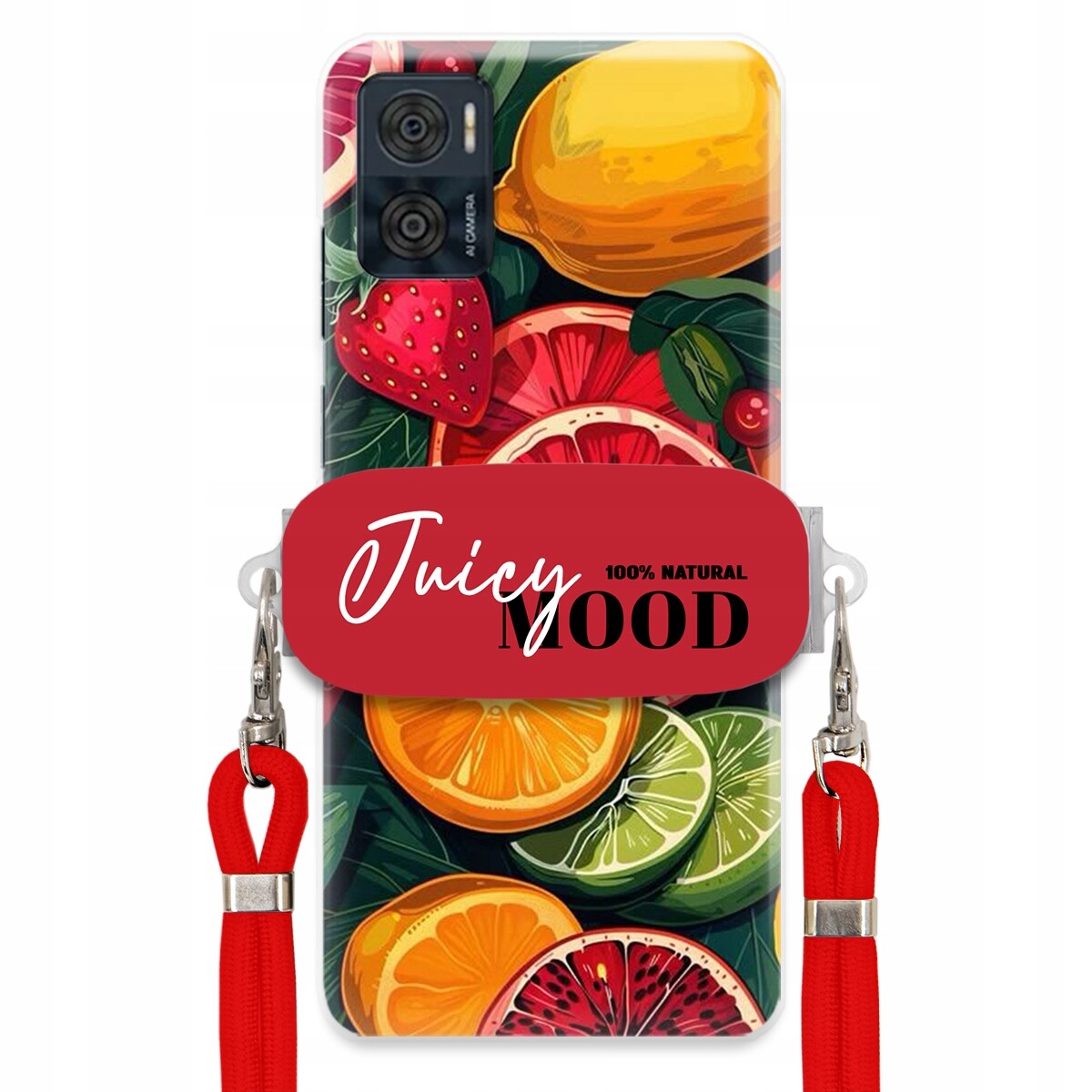 Pouzdro pro Motorola E22i Červené Crossbody vodítko Držák Módní Juice Mood