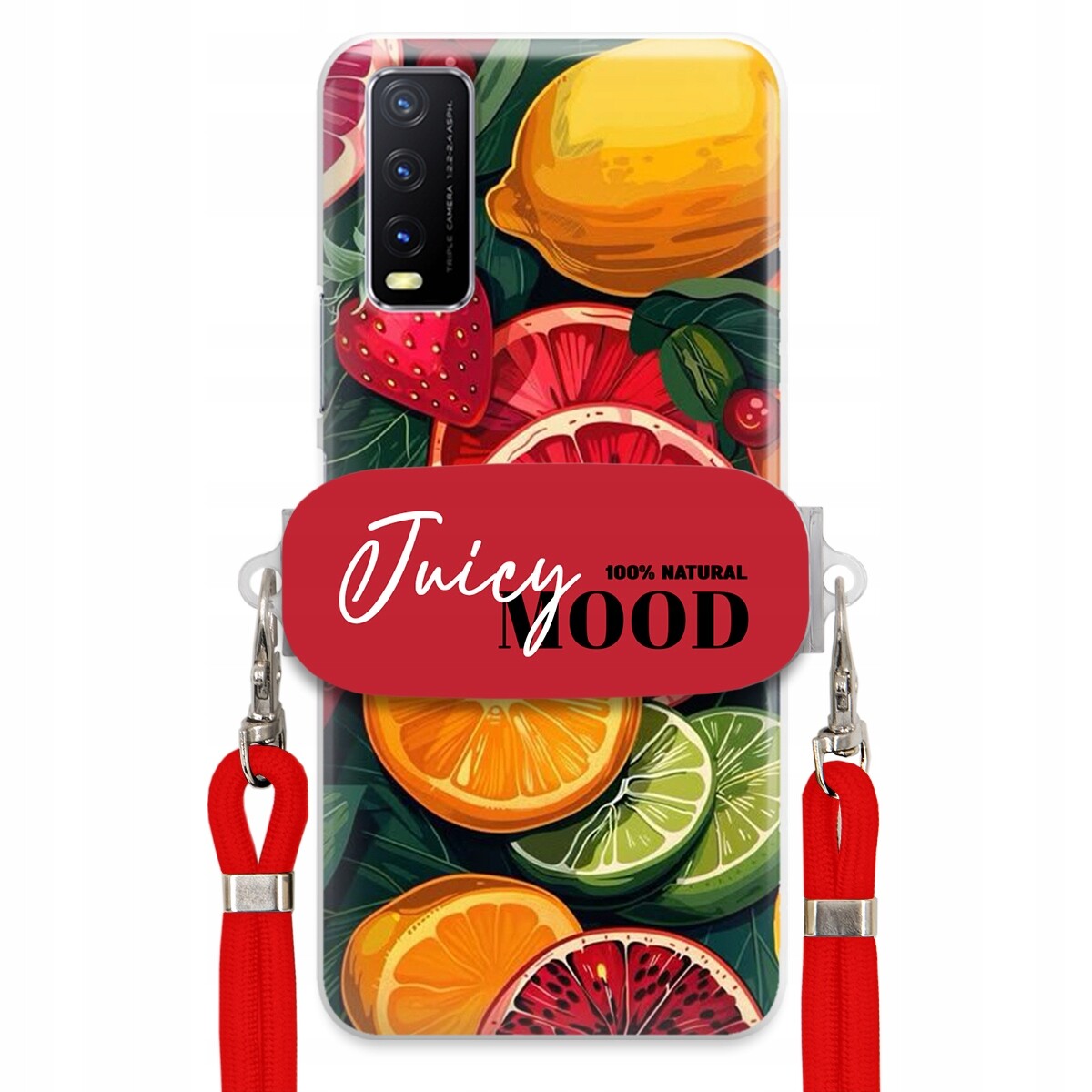 pouzdro na Vivo Y20 2021 Červené Crossbody vodítko Držák Módní Juice Mood