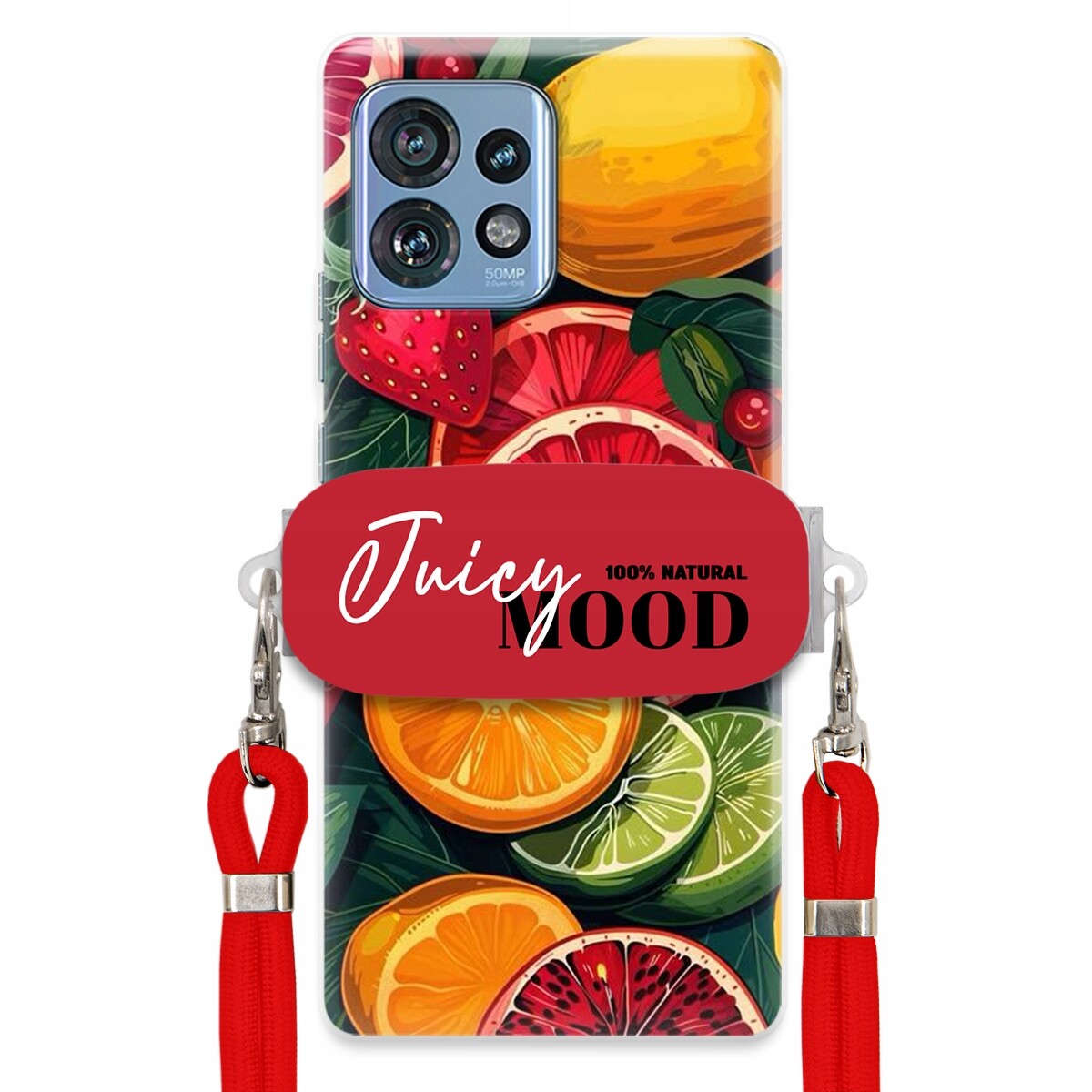 Pouzdro pro Motorola Edge 40 Pro Červené vodítko Držák Fruit Ovoce Juice Mood