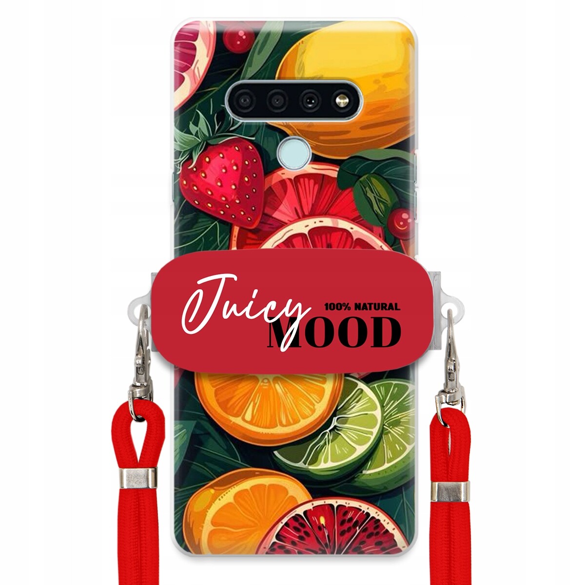 Pouzdro pro Lg K71 Červené Crossbody vodítko Držák Módní Juice Mood Ovoce