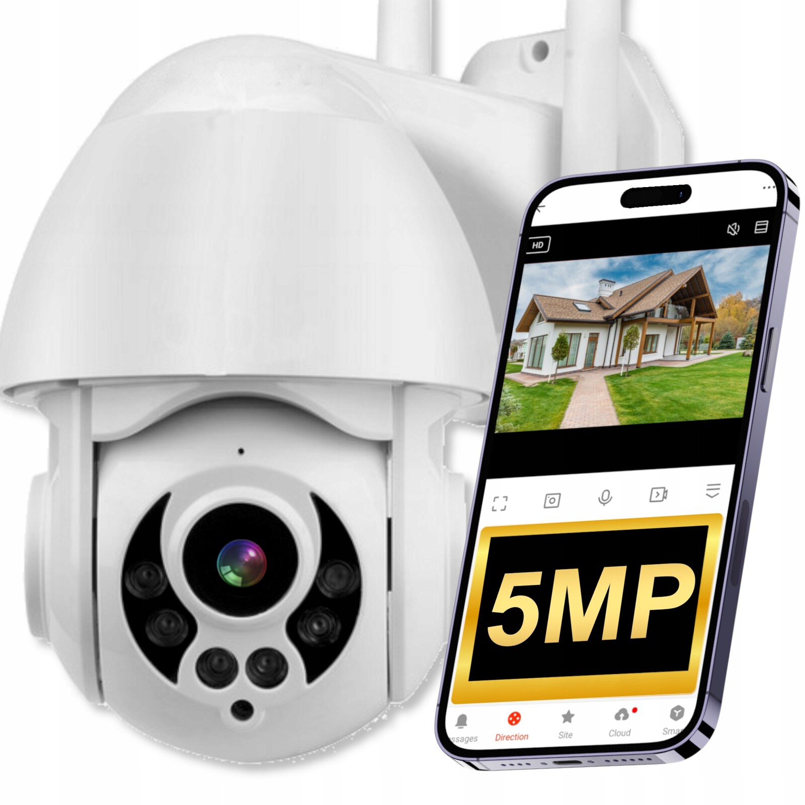 Kamera Smart Ip WiFi 3MPx Otočná venkovní Bílá 4XZOOM Upozornění